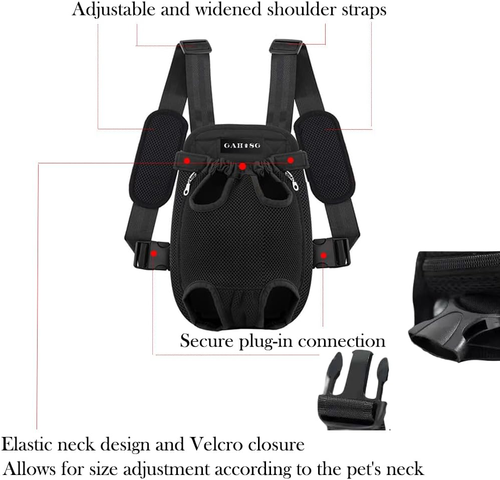 GAHOSG Dog Cat Carrier Backpack Adjustable Pet Carrier Backpack Travel Bag, Easy-Fit for Traveling Hiking Camping for Small Medium Dogs Cats Puppies,Black, Large image number 2
