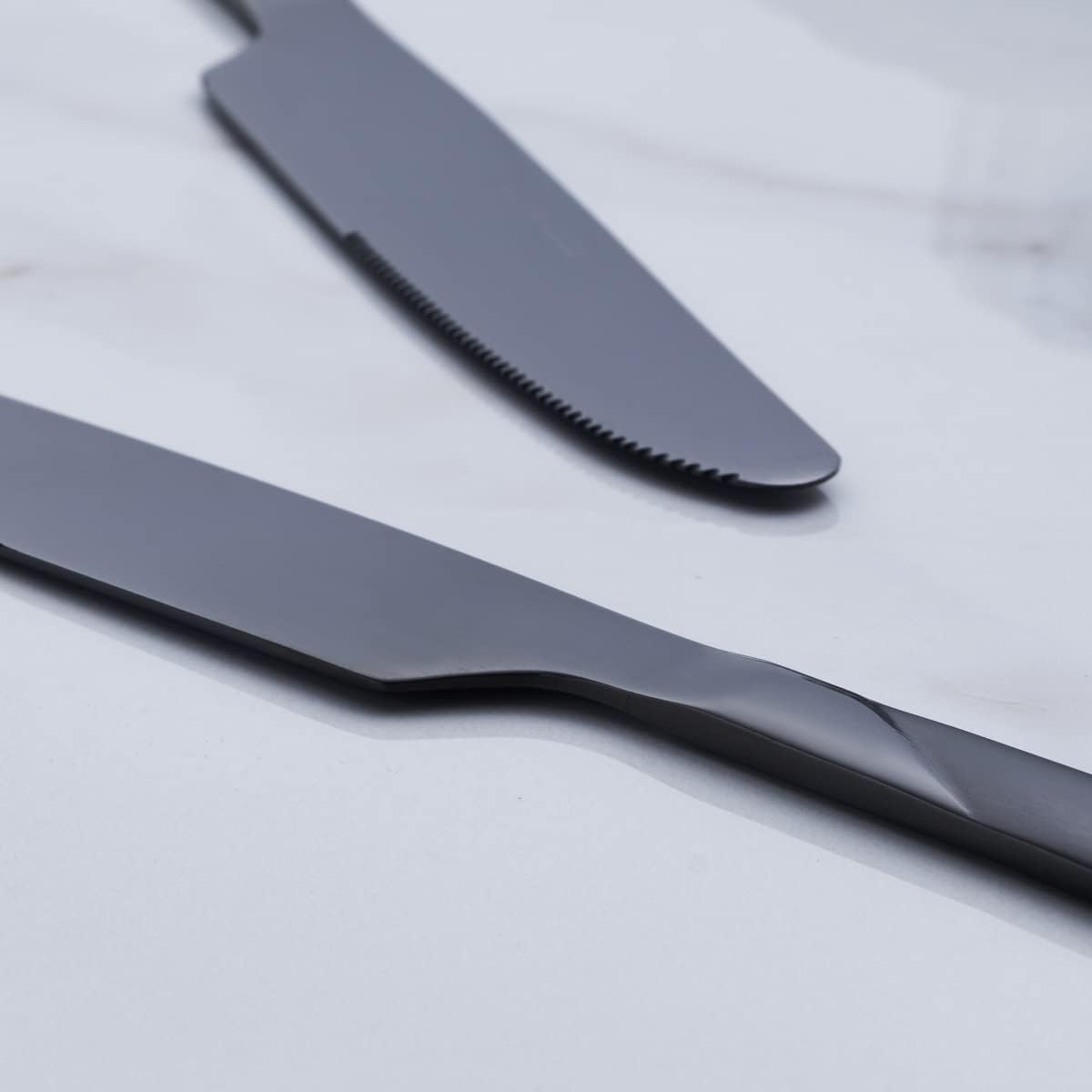 Black Dinner Knife Set, 9.2-Inch(23.4Cm) Stainless Steel Shiny Black Dinner Table Knife Silverware, Set of 6 image number 6