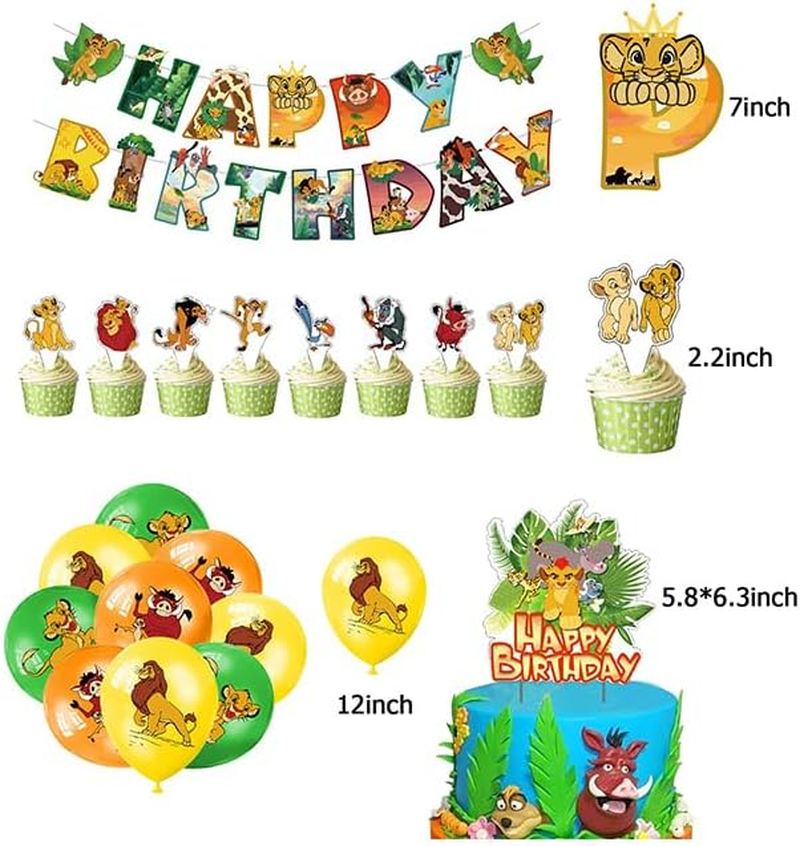 Lion King Birthday Party Supplies - Decorations Set with Balloons, Cake Topper, and Banner image number 2