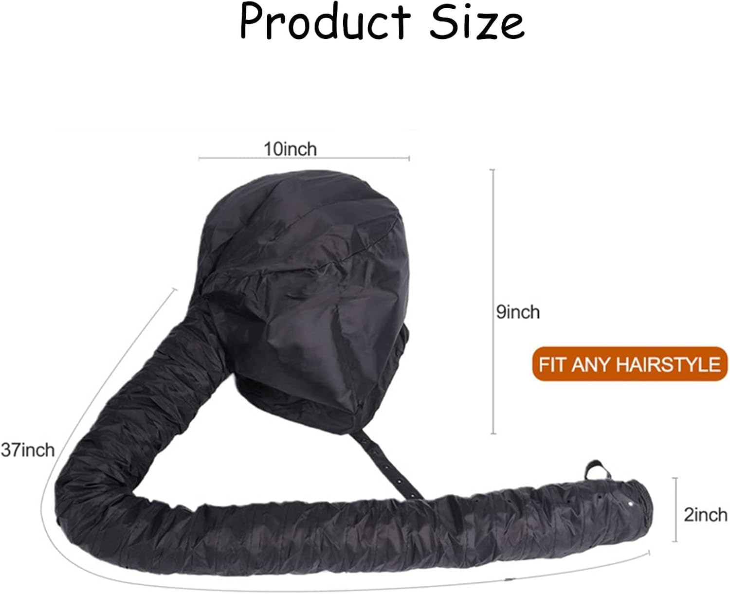 ZANZER Bonnet Hood Hair Dryer Attachment,Adjustable Portable Hooded Hair Dryer Bonnet Cap Hands Free for Hand Held Hair Dryer- Speeds up Drying Time at Home, Easy to Use for Styling,Deep Conditioning (Black)