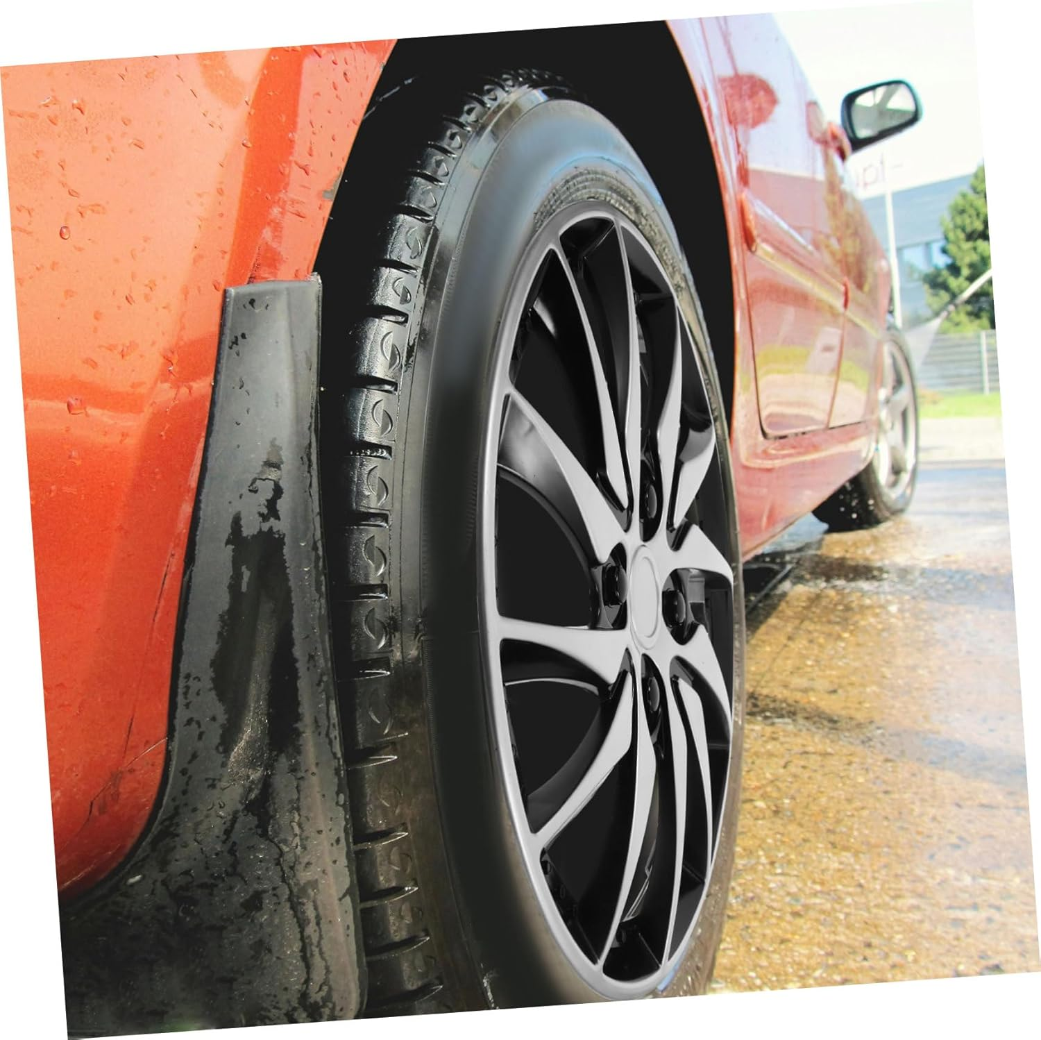 PRETYZOOM 14 Inch Car Hubcap Cover Silver Black, Automotive Wheel Hub Center Cap Replacement for SUV Truck Cars, Sturdy Steel Rim Decorative Wheel Cover for All-Season Use image number 6