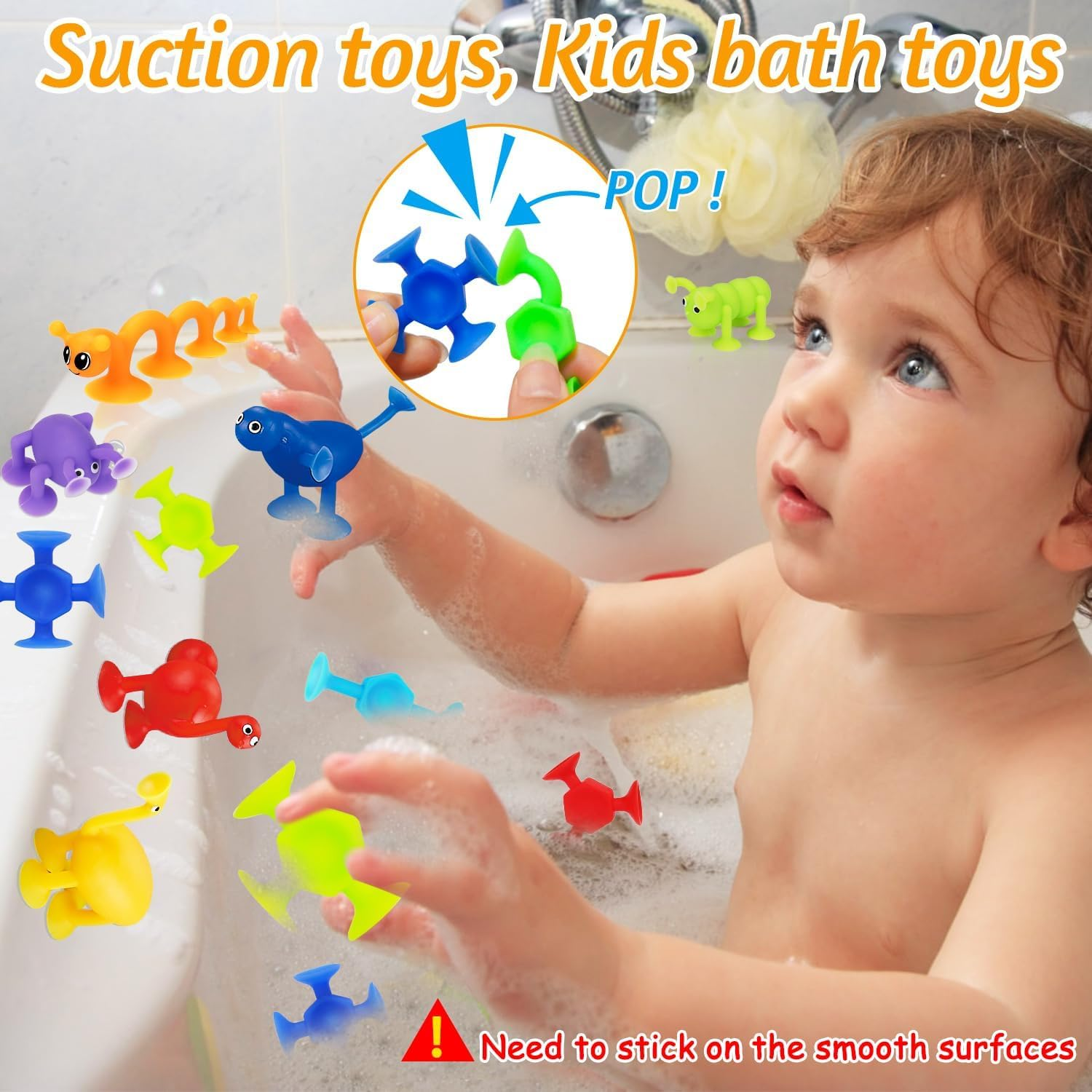 32PCS Suction Cup Toys Kids Bath Toy Party Favor Goody Prize Filler Stuffer End of Student Gift for Boy Girl Toddler Travel Toy Sensory Window Water Table Toy with Eggshell Storage image number 2