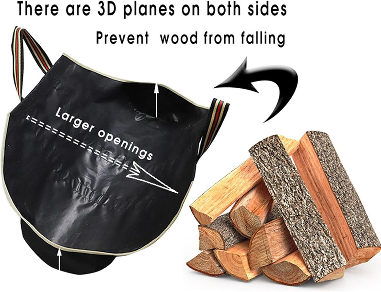 Firewood Tote Bag | Waterproof Firewood Bag with Handles,Firewood Tote Carrier, 28.3 X 17.7 Inch Firewood Storage Bag, Fireplace Stove Accessories image number 2