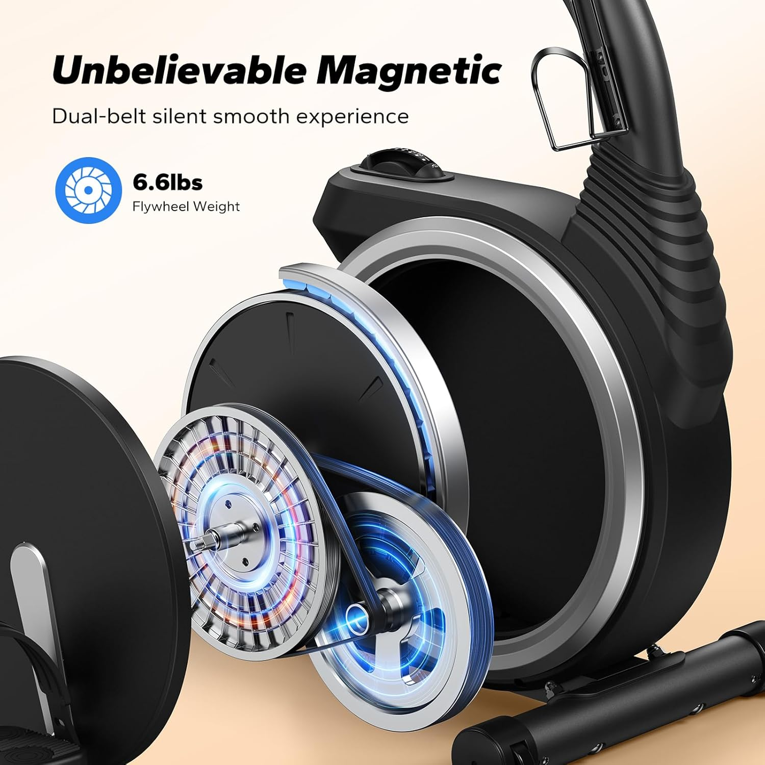 MERACH Recumbent Exercise Bike for Home, Spin Bike Stationary Bike with Smart Bluetooth and Exclusive App Connectivity Stepper, LCD, Heart Rate Handle,Elliptical Cross Trainer Magnetic Recumbent Bikes - Dblack image number 4