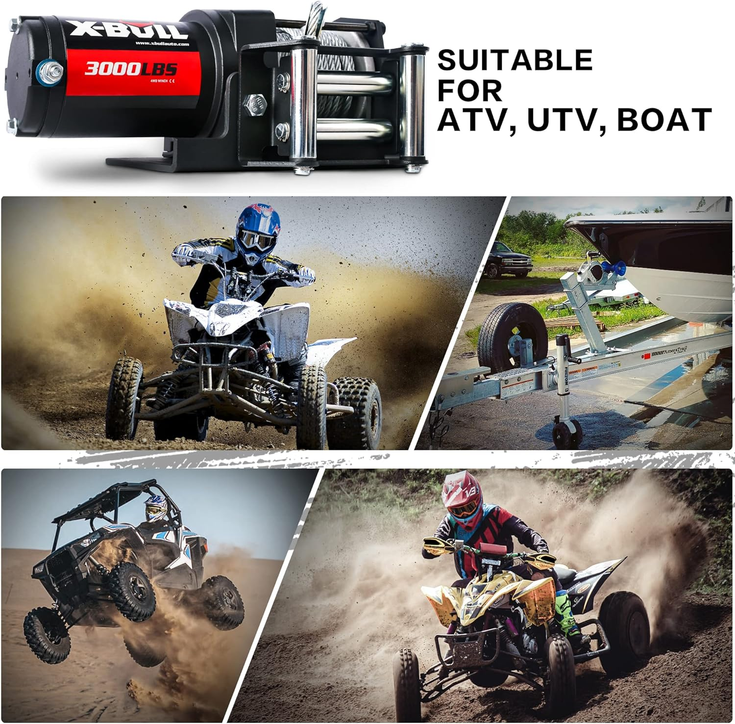 X-Bull 12V 3000Lbs/1360Kg Electric ATV Winch 2 Remote Wireles Control Steel Cable Boat ATV Kit&hellip;