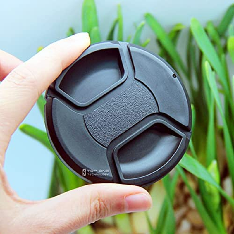 2 Pcs Universal Camera Lens Front Caps 67Mm with Secure String, Top One Tech Centre Pinch Snap-Clips Snap-On Design Protective Front Cover Lid Replacement DSLR Camera Film Camera image number 1