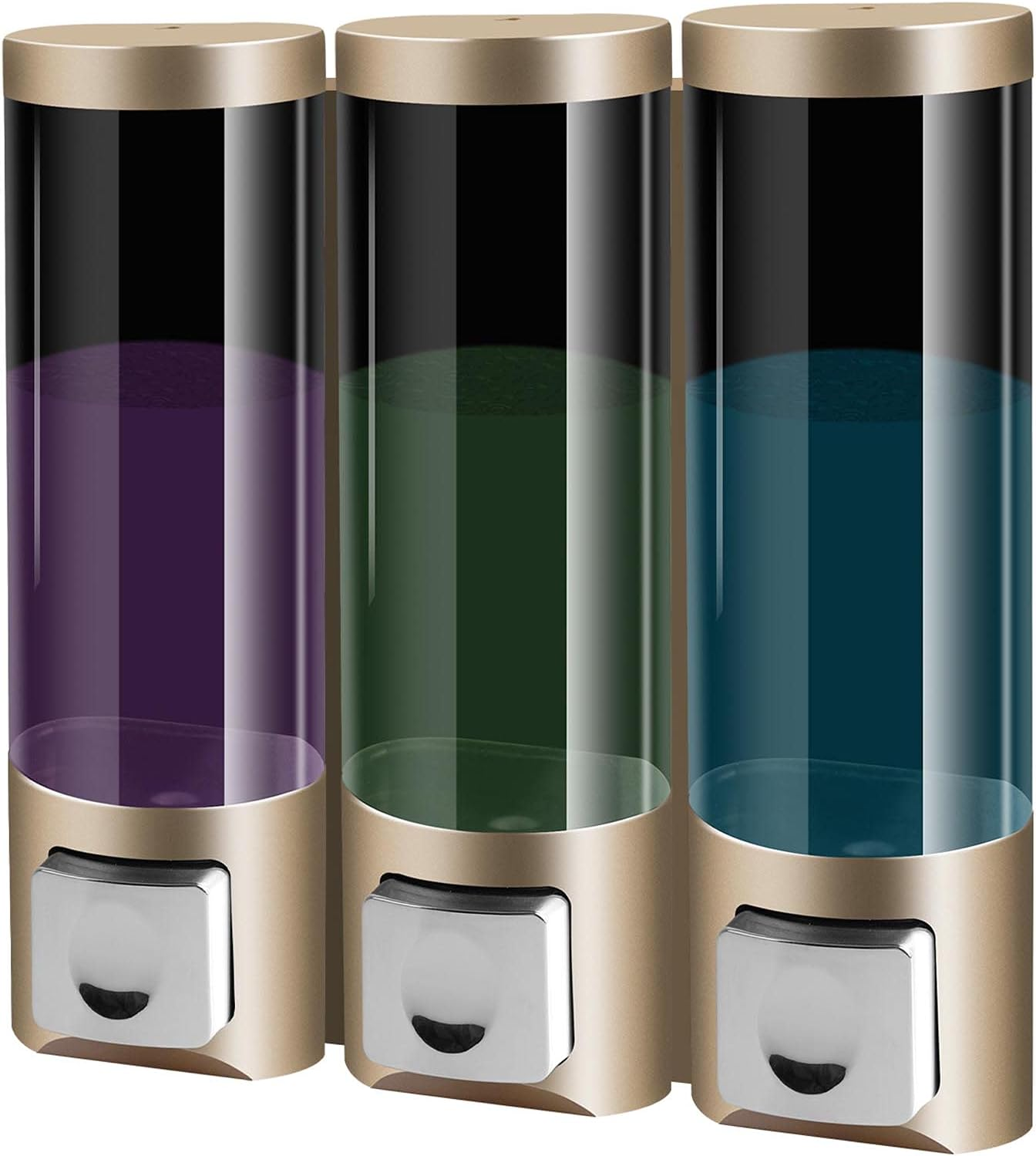 ILIKEPOW Shampoo & Conditioner Dispenser - Wall Mount 3 Chamber 250ML Soap Dispenser for Bathroom, Home & Kitchen (Silver)