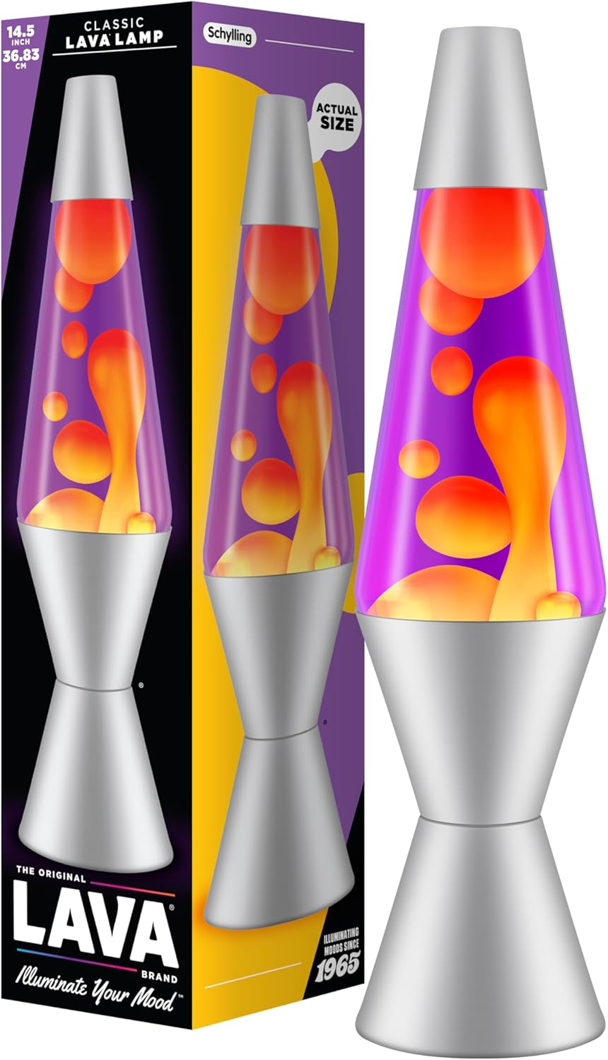 LAVA&reg; - Lava Lamp 2125, Yellow Wax, Purple Liquid, Silver Base and Cap, Original LAVA&reg; Brand 14.5 Inch Motion Lamp - Blu/Trasparente image number 3