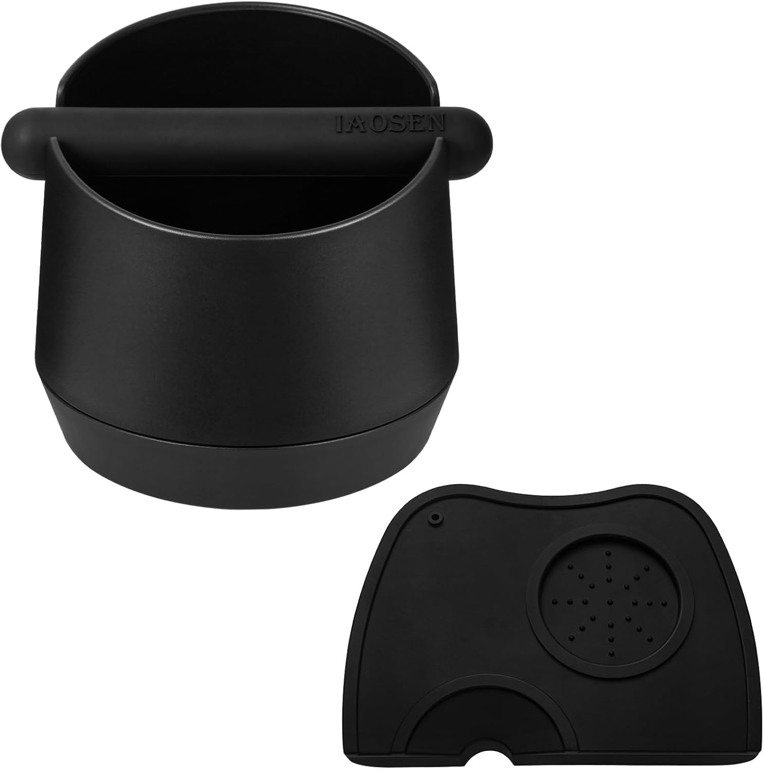 IAOSEN XXL Large Capacity Design Espresso Knock Box Tamping Mat Espresso Machine Accessories Set of 2 with Removable Knock Bar and Anti-Slip Base for Home Office Barista Tools for Bar Shop image number 1