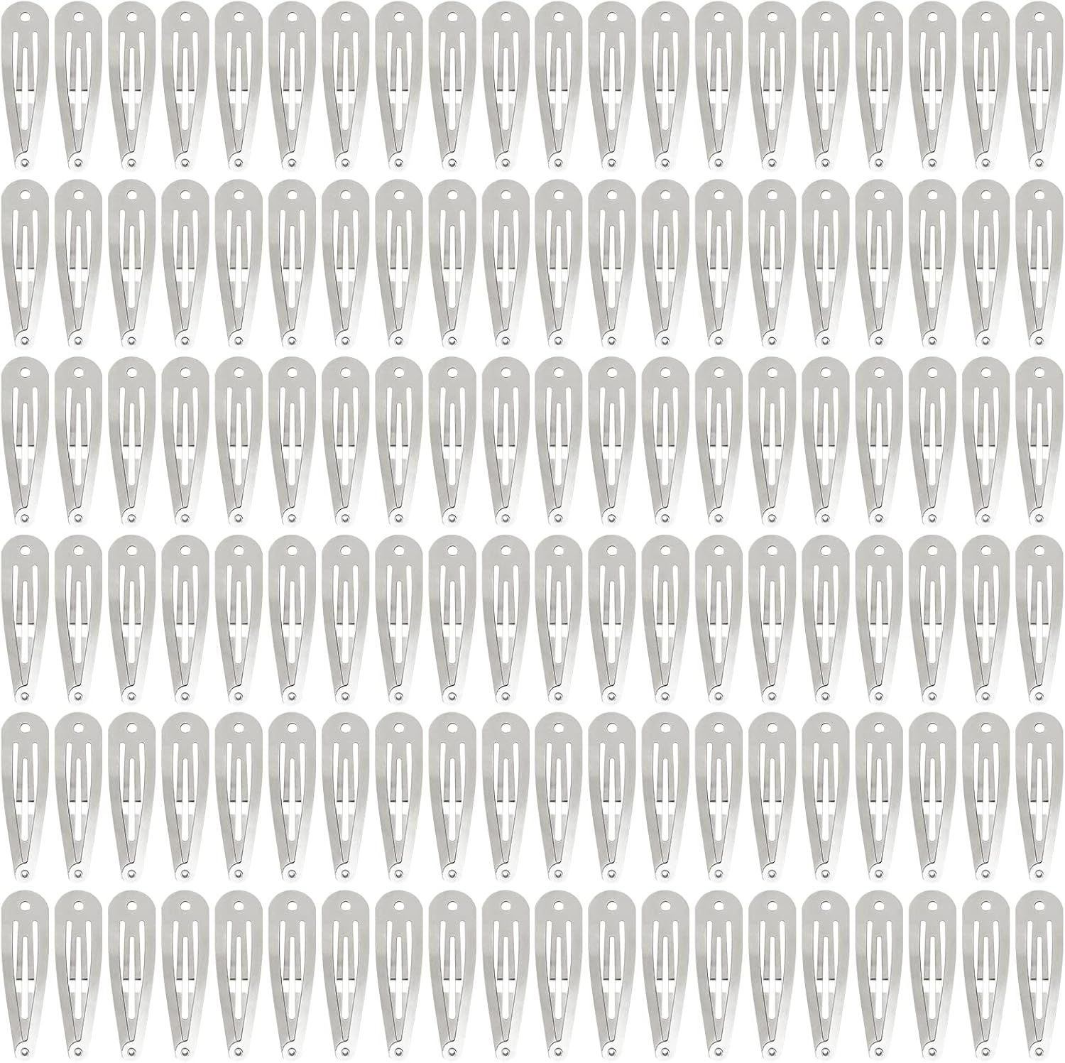 Cinaci 120 Pack Bulk Solid Plain Blank DIY Craft 5Cm/2" Silver Metal Snap Hair Clips with Hole Hair Barrettes for Women Girls Baby Toddlers Kids Teens Hair Accessories