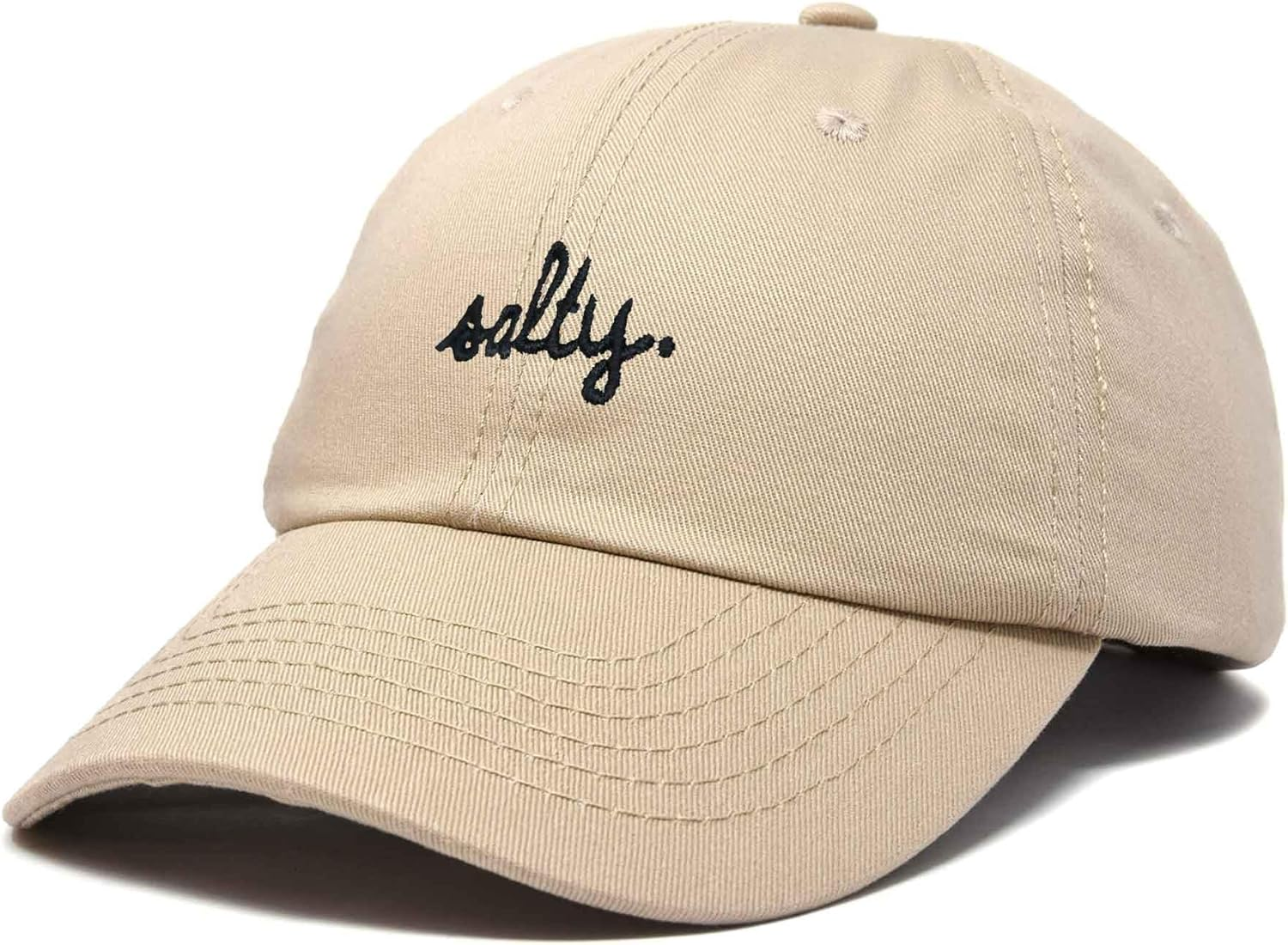 DALIX Salty Embroidered Cotton Beach Baseball Cap Adjustable Dad Hat Womens - Khaki image number 4