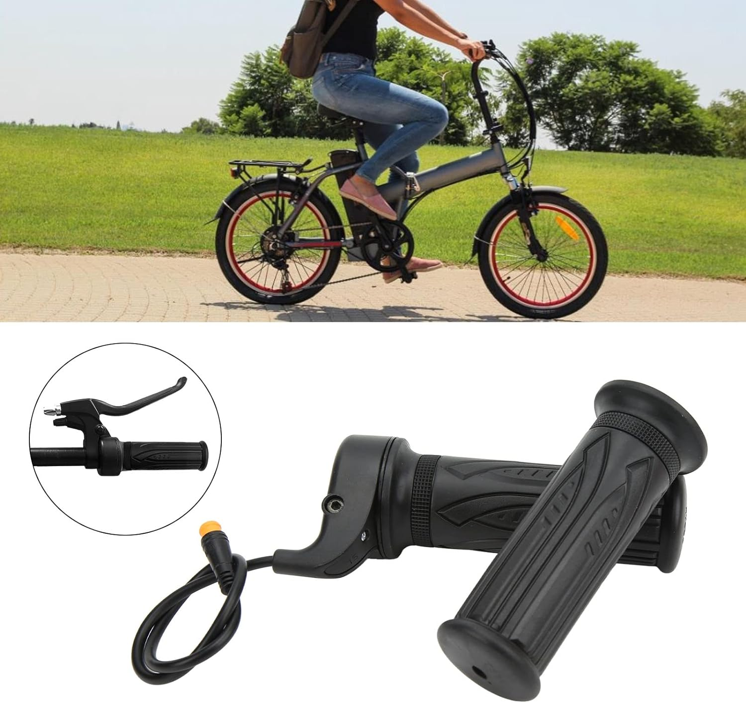 1 Pair Electric Bike Throttle, E Bike Throttle Waterproof Connector, E Scooter Accelerator Throttle Connector, 20X Speed Throttle Grip for 22.2Mm Handlebars image number 1