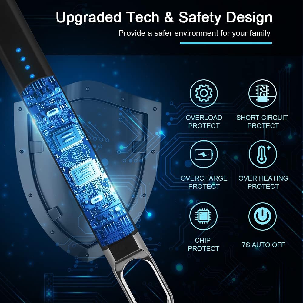 Nomel Lighter, Electric Candle Lighters Type C Rechargeable Lighter with Battery Indicator Windproof Flameless Arc Lighters with Hanging Hook for Candle Camping BBQ Cooking Stove Fireplace (Silver) image number 6