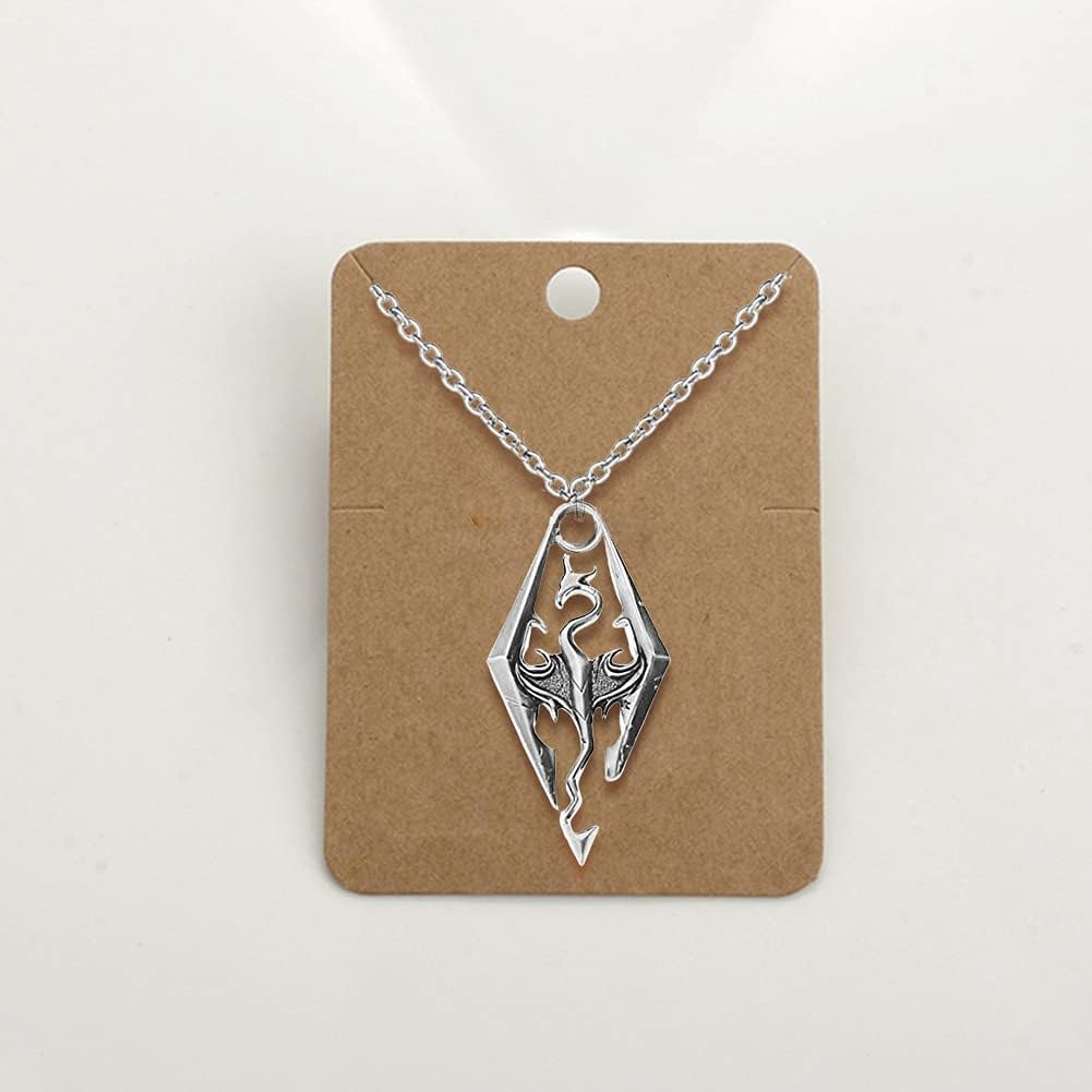 The Elder Scrolls SKYRIM Dragon Silvertone Pendant/Necklace, Silvertone image number 4