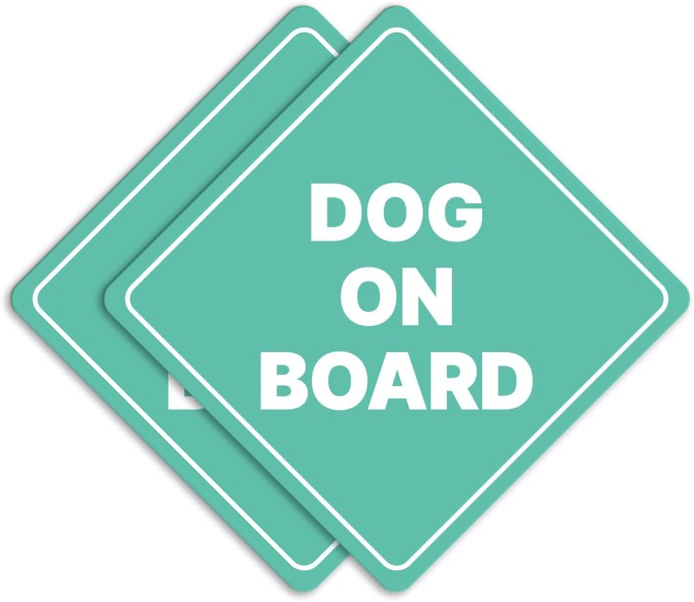 GEEKBEAR Dog on Board Car Sign - Sticker or Magnet & Color Options, Weather-Resistant - Diamond Shape 6.8 X 6.8 in (Mint, Reflective Magnet) image number 5