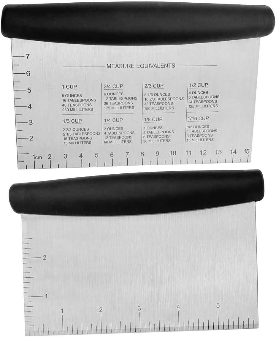 Stainless Steel Scraper & Chopper (3 Pack), Multi-Purpose Good-Grip Bench Scrapers, Kitchen Tool Dough Scraper Food Scraper Chopper, Dough Cutter Bench Knife for Baking and Cooking