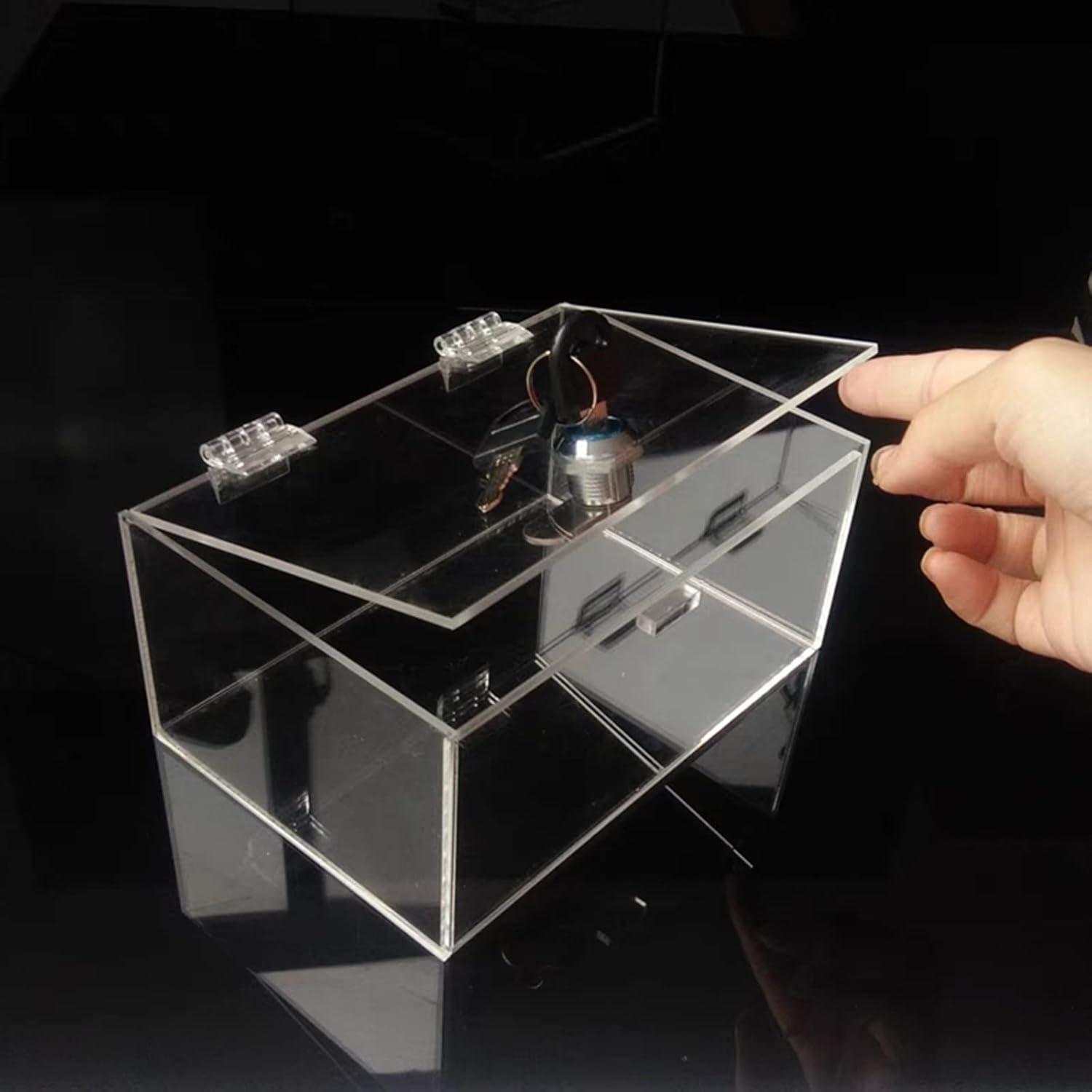 12 Pcs Acrylic Hinges Self Adhesive Clear Small Hinges Plastic Transparent Continuous Piano Hinge Folding Hinge Tools for Cabinet Drawer Furniture DIY Display Stand 35X25 Mm, SLIVERDEW539724_3 image number 6