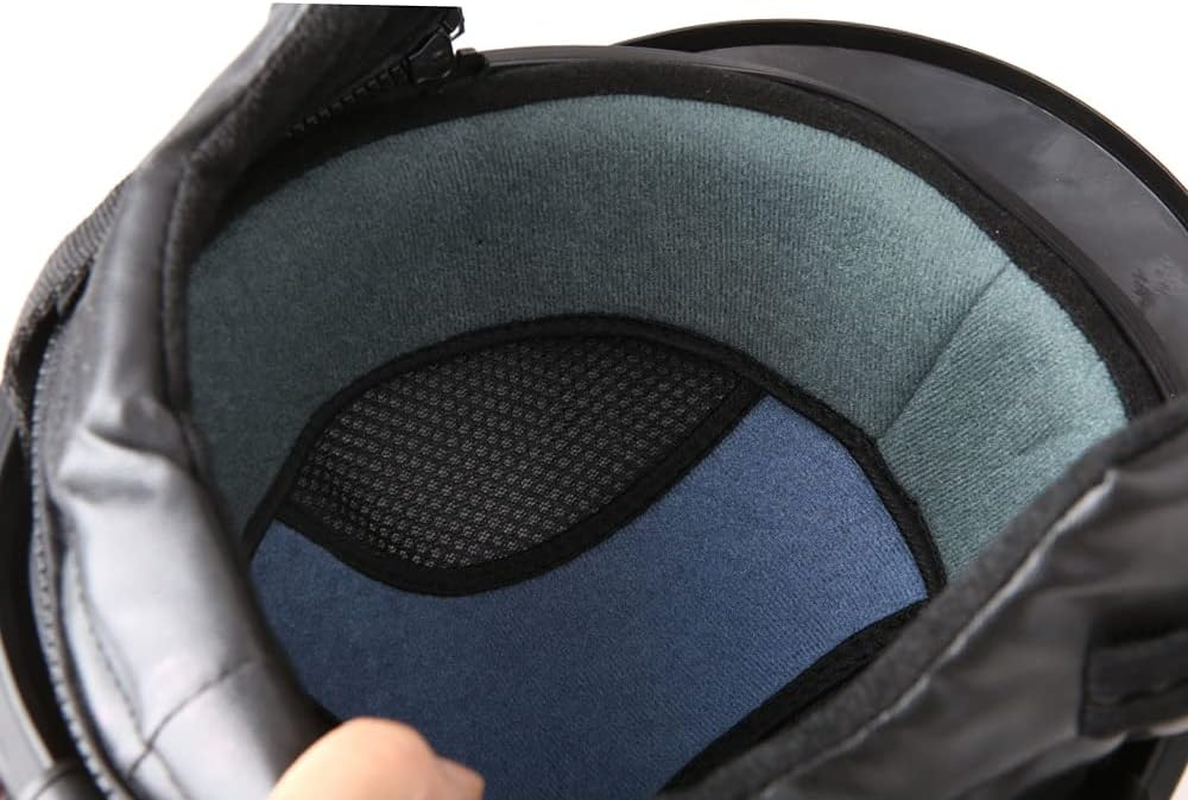 RAYWE Motorcycle Scooter Open Face Half Leather Helmet with Visor UV Goggles Retro Vintage Style 54-60Cm - Pink image number 2