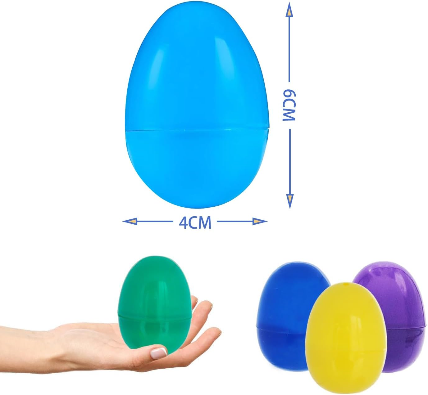 Fillable Easter Eggs, Fyvadio Empty Plastic Fillable Eggs Plastic Bright Easter Egg Assortment 48 Pcs Perfect for Easter Egg Hunt/Surprise Egg/Easter Hunt Accessories image number 5