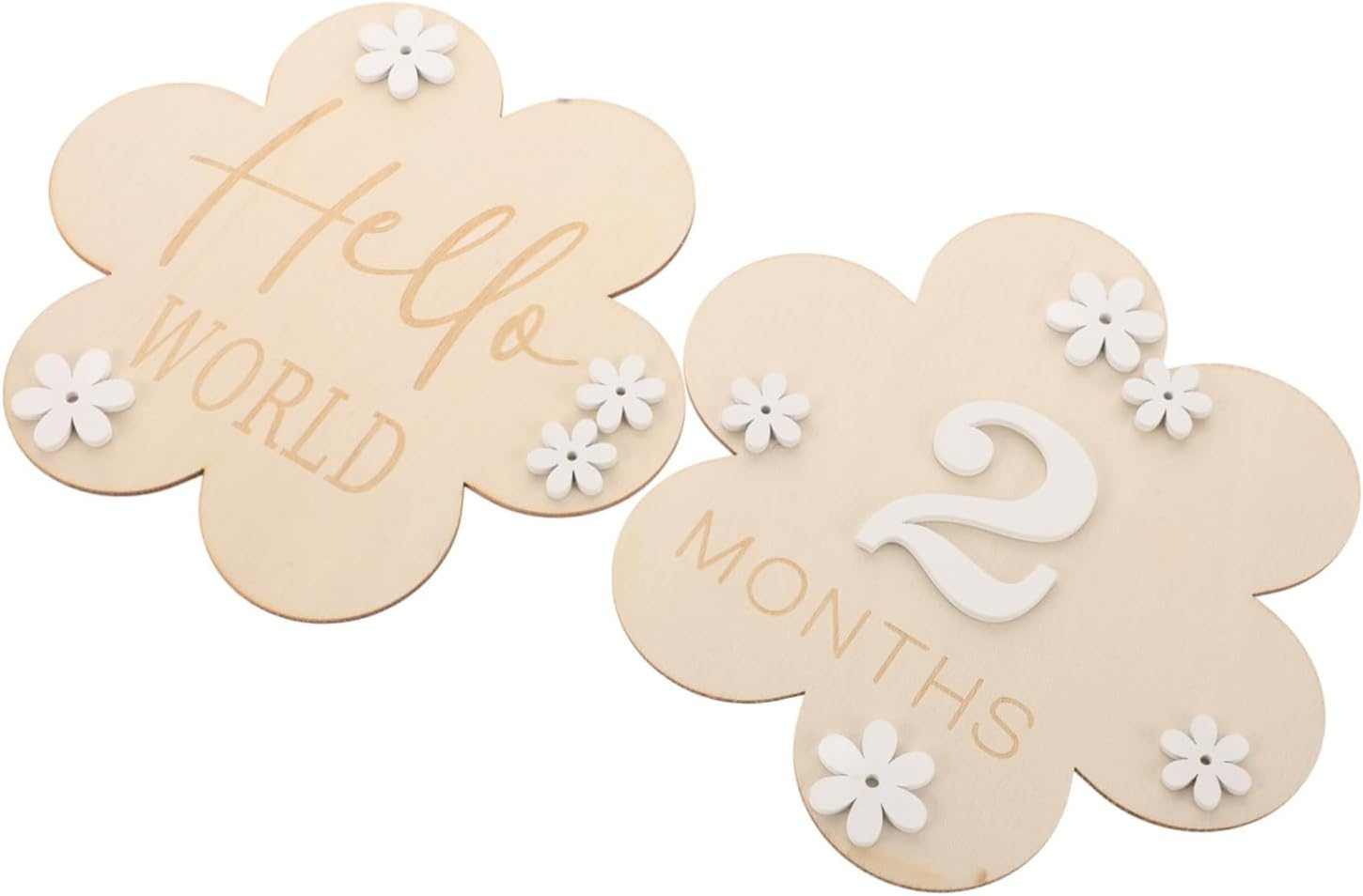 2Pcs Wood Milestone Discs for Newborn Birth Announcement Cards Milestone Wood Circles for Girl Toys Months Nursery Photo Props for Monthly Growth Record