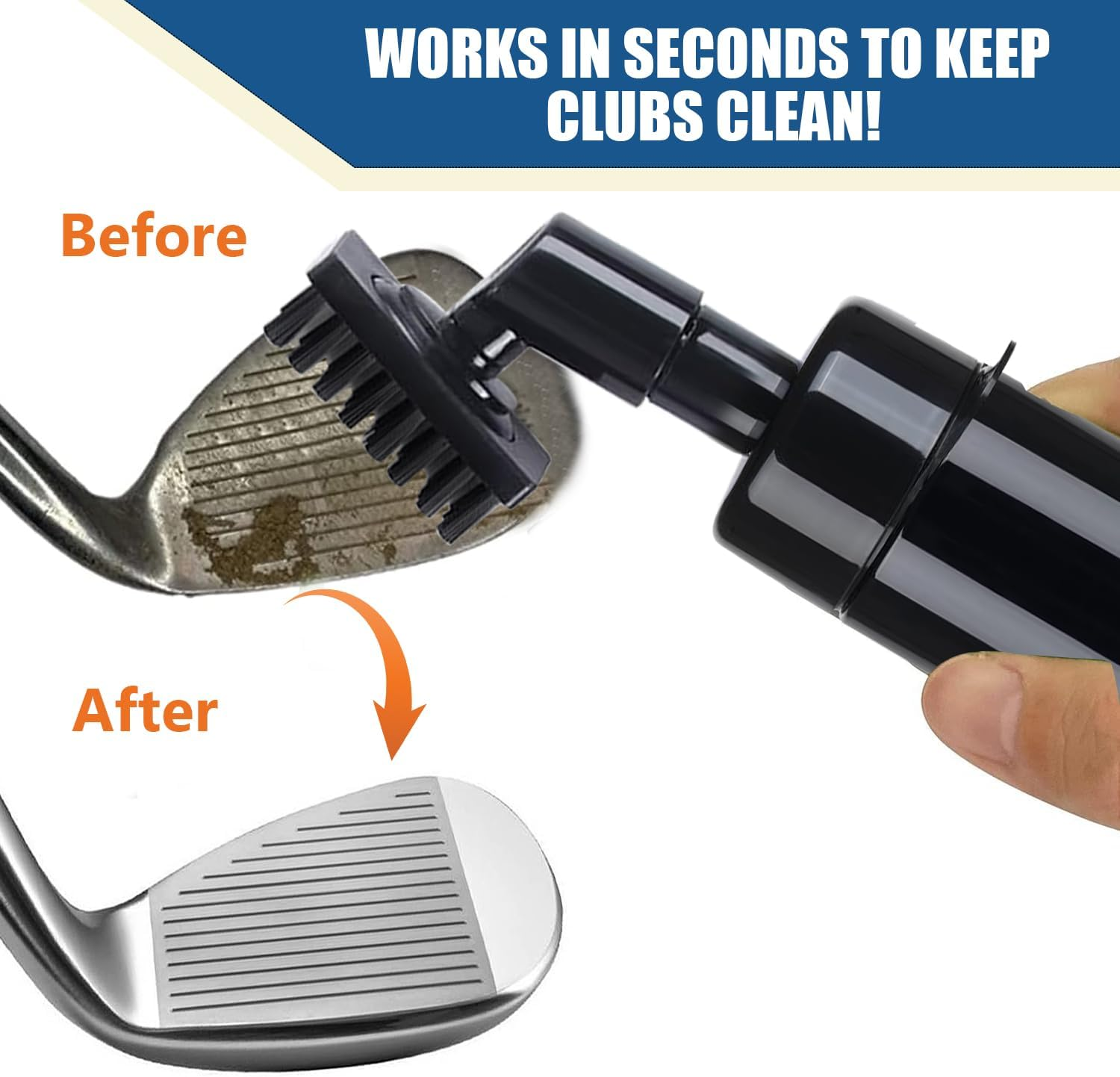 Golf Club Cleaner Brush - 7.5 Inch Groove Tube with 4Oz Squeeze Water Bottle 2 Clip Golf Club Cleaning Kit Essential Accessory with Nylon Bristles Caddy Splash Golf Water Brush Golf Accessories, 1Pcs image number 2