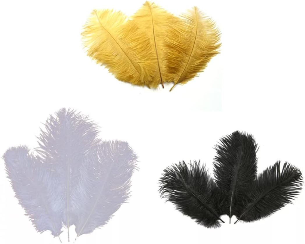 Artificial Ostrich Feathers Crafts DIY Plume Feahter for Wedding Christmas Decoration 3PCS Black Summer Home Use - Gold image number 2