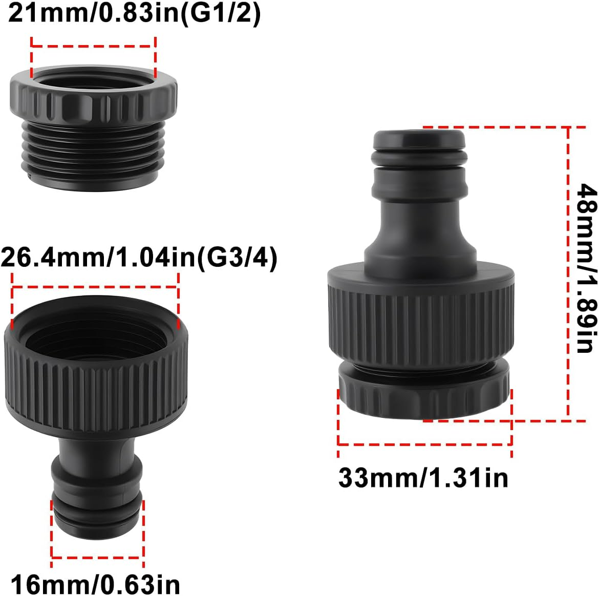 Emsea 2Pcs Hose Pipe Connector 6.465-031.0 Compatible with Karcher K2 K3 K4 K5 K7 Pressure Washer image number 1