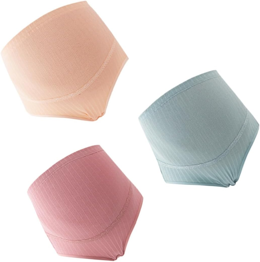 3Pcs XL Cotton High Waist Maternity Panties for Pregnant Women Comfortable Splice Stomach Lift Underwear Skin Blackish Colors Seamless Maternity Underwear image number 1