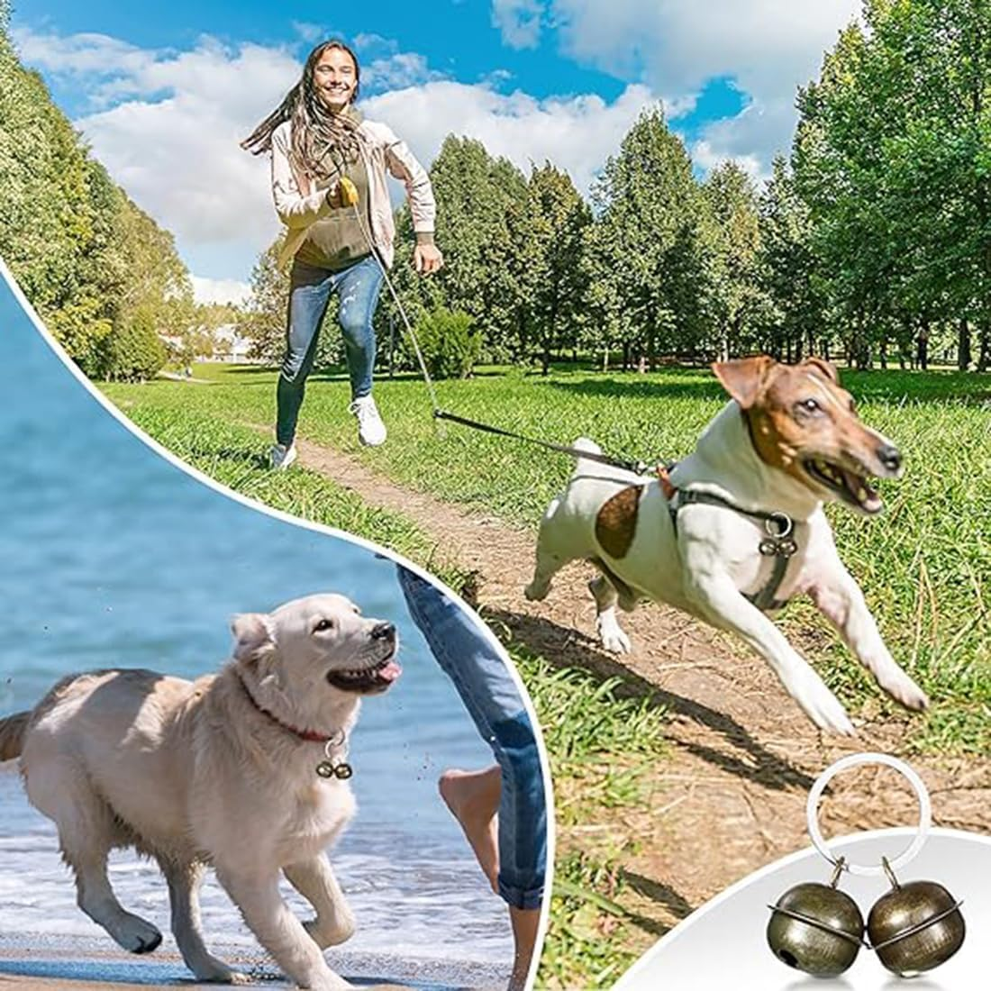 Cat Dog Pets Collar Bells,4 Set Cat and Dog Bells,Metal Pet Tracker round Vintage for Collars Tracker Bells Decoration Training Anti-Lost Pets Key Rings image number 2