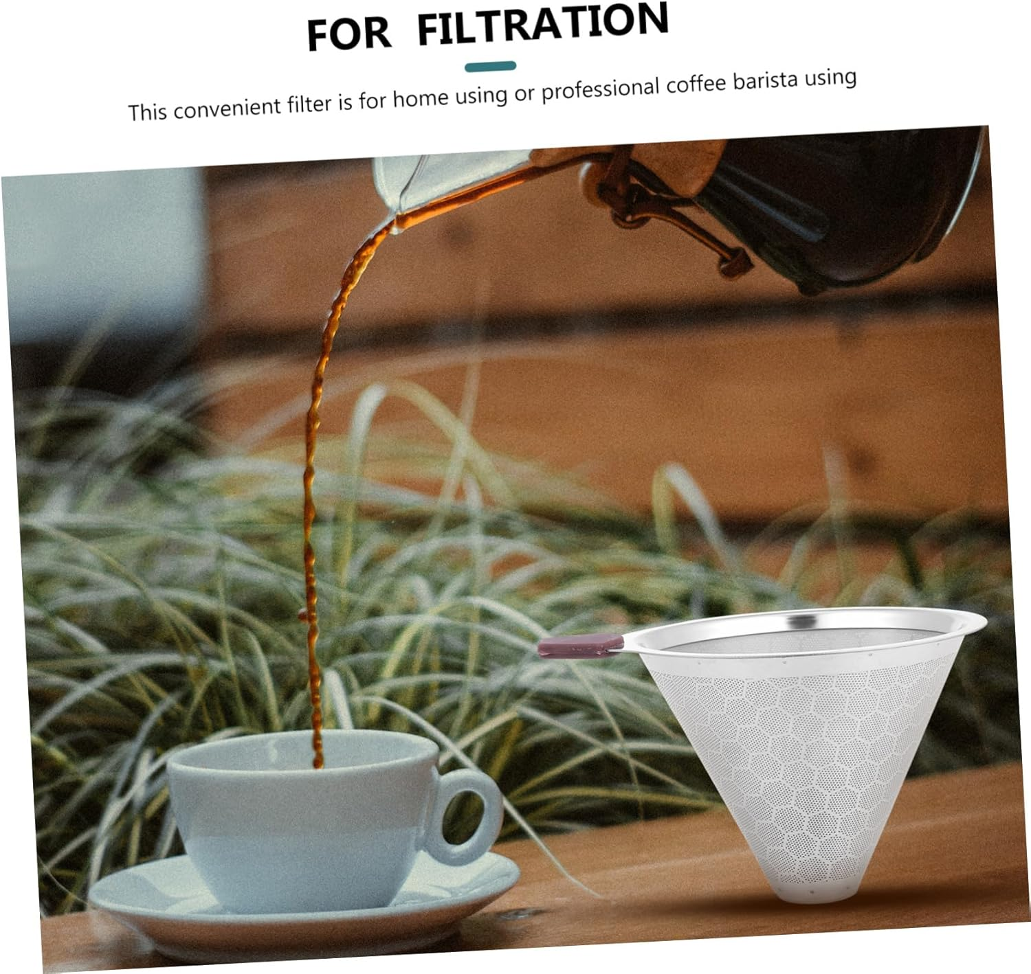 SEWACC Stainless Steel Coffee Filter Dripper Material Cups for Home Tea Brewing and Cafe Shop Use Random Style image number 6