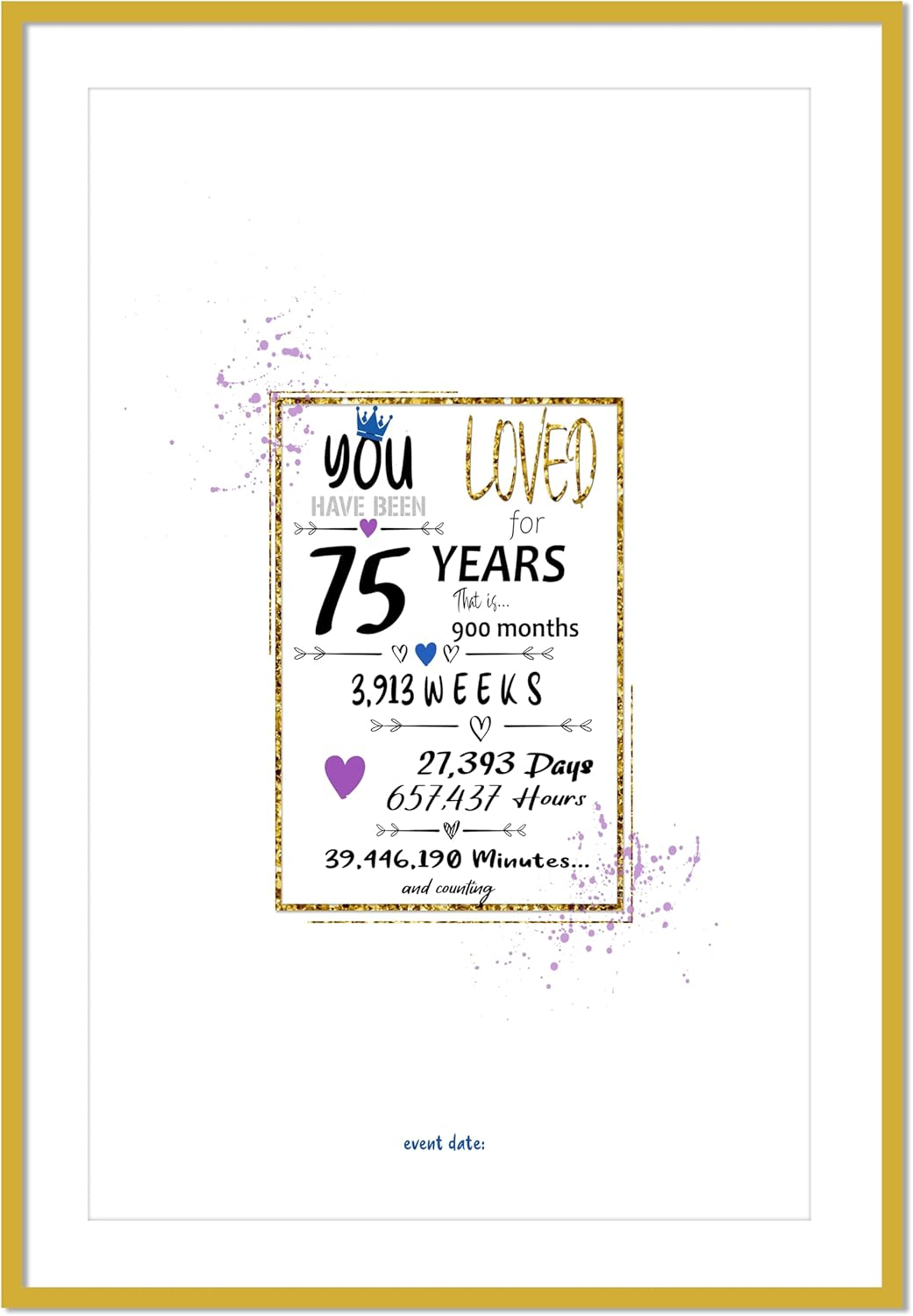 75Th Birthday Party Guest Book Poster - Table Centerpiece Decoration Banner for Women or Men Turning 75 Years Old - Sweet Guest Book Alternative - Size A3 Art Anniversary Keepsake Sign for Wishes