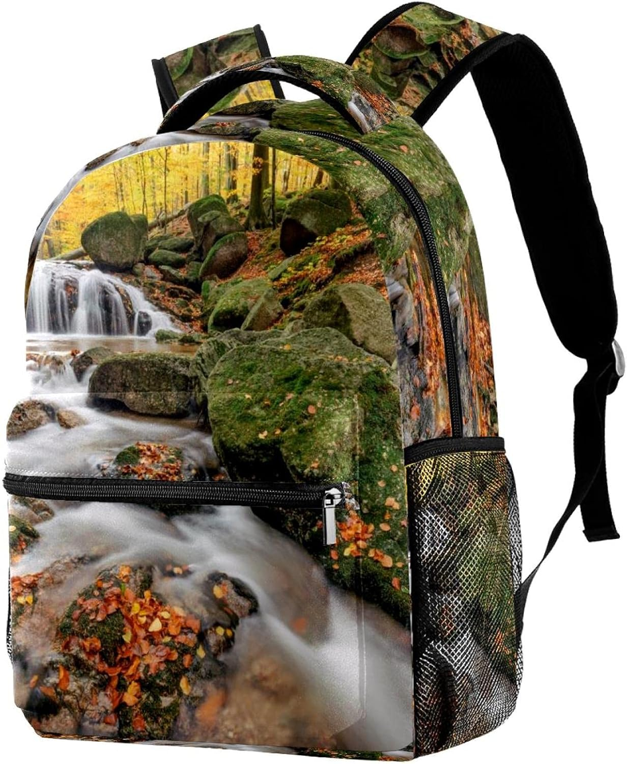 Autumn River Rocks Water Woods Backpack Students Shoulder Bags Travel Bag College School Tote Backpacks image number 3
