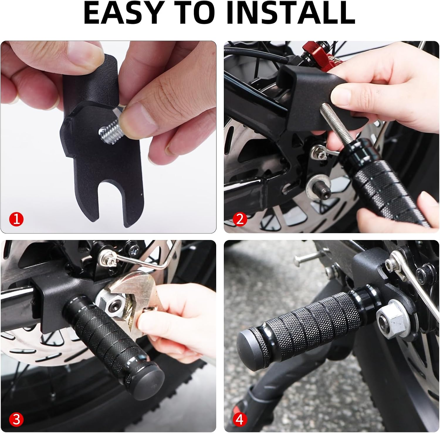 Upgraded Passenger Foot Pegs for Ridstar Q20/ Q20 PRO/ H20 PRO/ H26 PRO, Non-Foldable Non-Slip Passenger Footrest Pegs with Mount Bracket, Rearsets Foot Rest image number 6