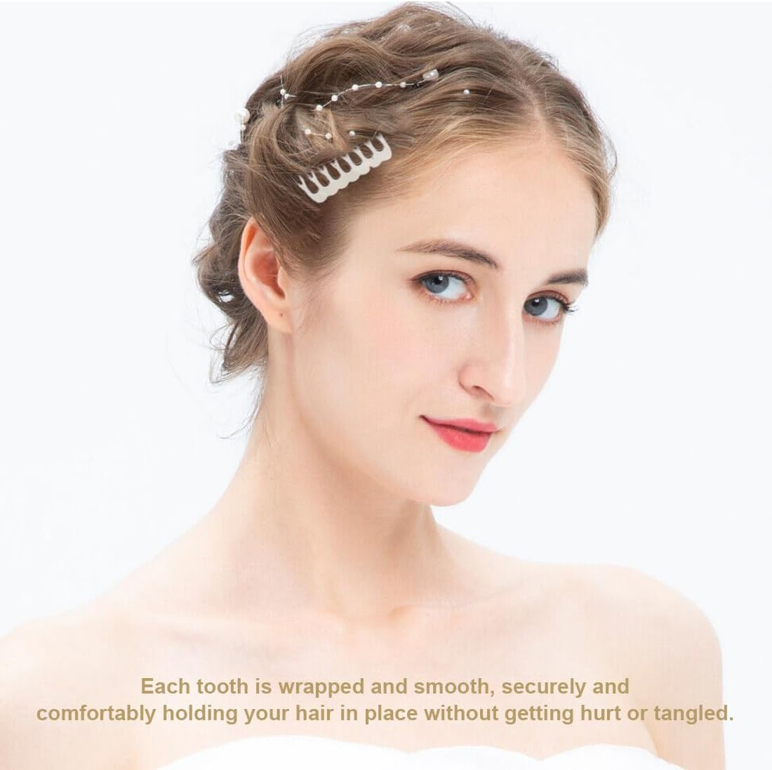 20 Metal Side Combs (10 & 6 Teeth) for Veil, French Women Side Combs with Teeth for Hair Accessories with Silver & Gold Bun Clip image number 3