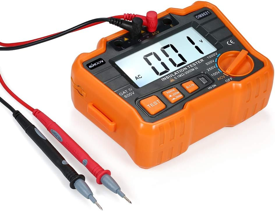 Insulation Tester, Insulation Resistance Tester DCV ACV Meter 1000V Ground Megger Megohmmeter Megohm Voltmeter W/Lcd Backlight Display image number 2