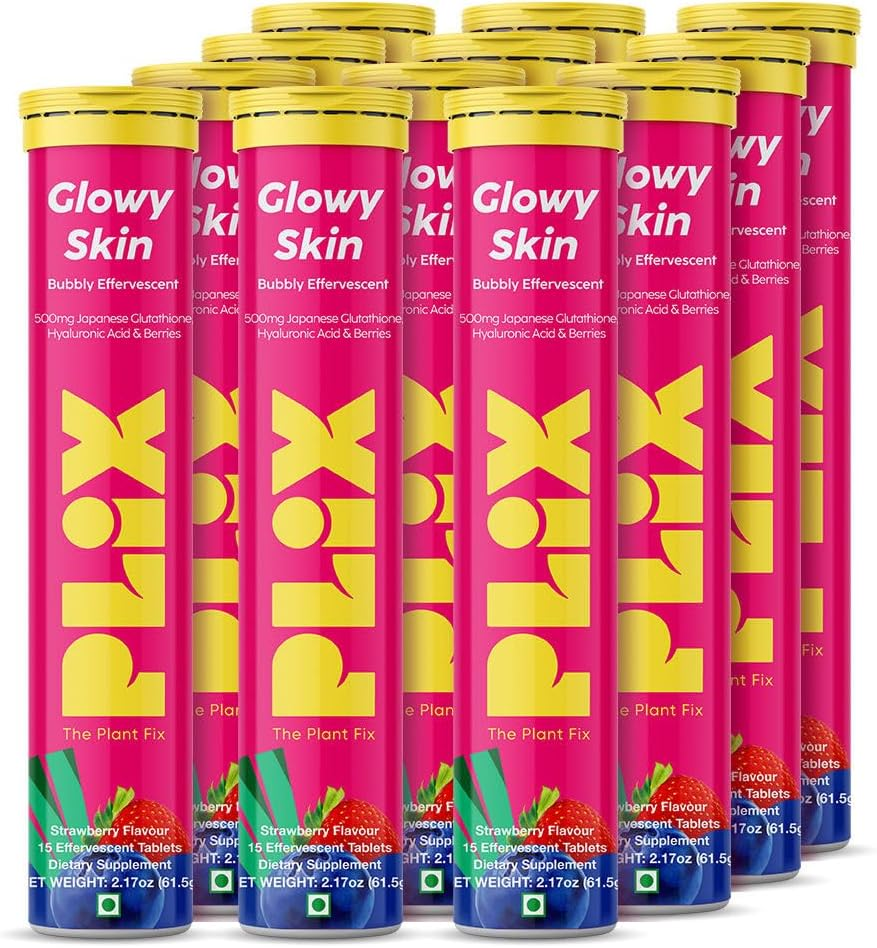 PLIX Glutathione Skin Glow 90 Effervescent Tablets 500Mg for Clear and Youthful Skin | Reduces Pigmentation, Fades Dark Spots, Hydrates Skin | Pack of 6, Strawberry Flavour image number 4