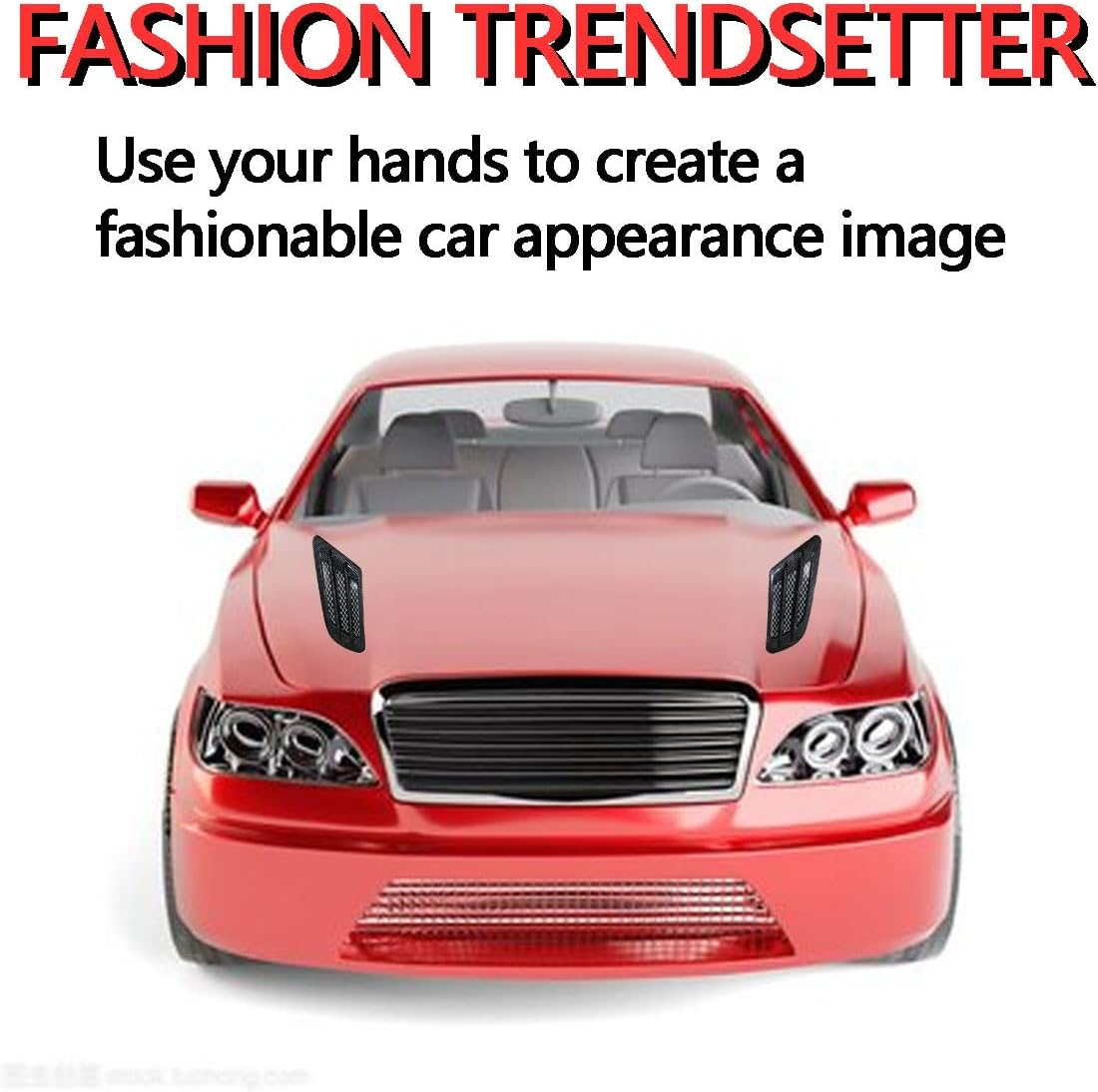 2 PCS Flying Wing Universal Hood Air Vents Car Hood Scoop Air Wing Trim Fender Vent Universal Exterior Hood Air Outlet Wing Trim Fit Exterior Glossy Trim Cars and Accessories (Fibres) image number 1