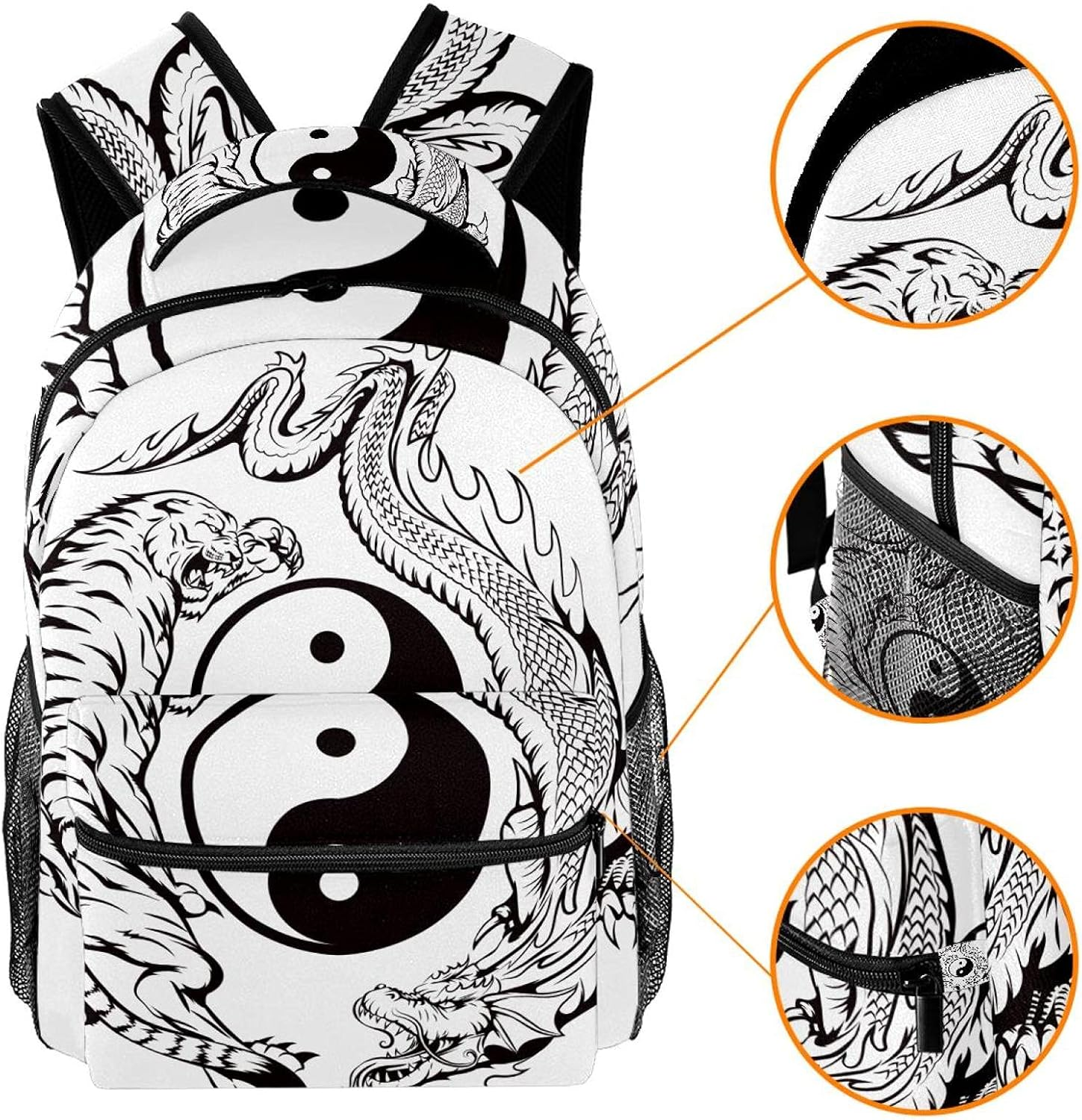Dragon and Tiger Battle Backpack Students Shoulder Bags Travel Bag College School Tote Backpacks
