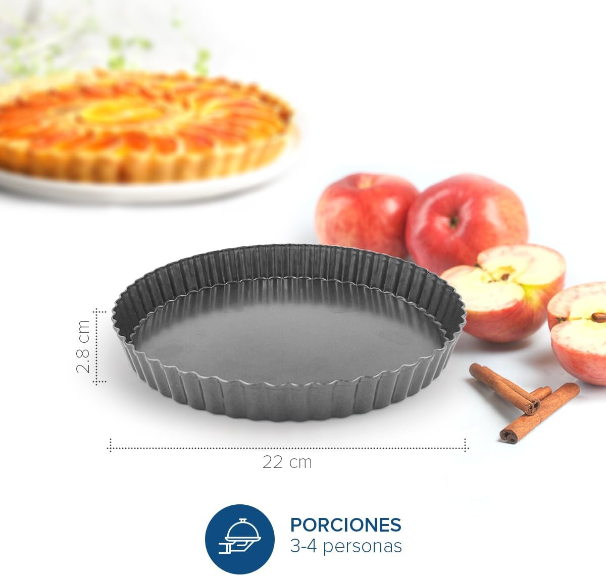 Joeji'S Kitchen Non Stick 22Cm 8.5 Inch Tart Tin - Perfect Pie Quiche Cheesecake Baking Dish - Easy Release Removable Base - Oven Freezer and Dishwasher Safe image number 3