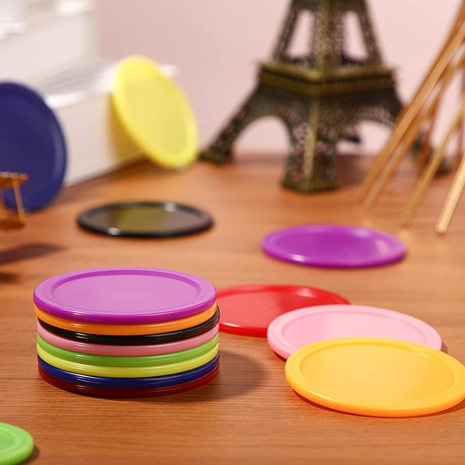 Skylety 16 Pieces Home Hockey Pucks 2.5 Inch Red Replacement round Hockey Pucks Multicolors for Game Tables Equipment Accessories image number 4