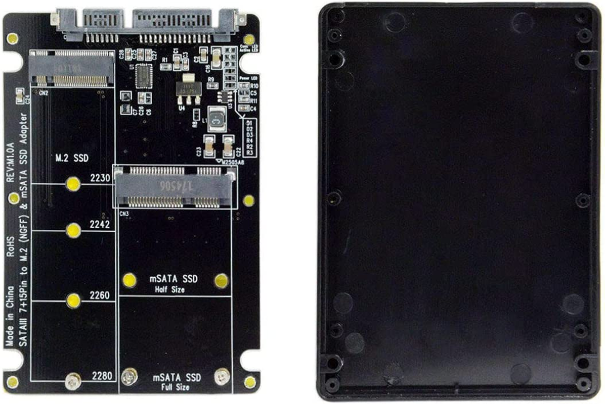 NFHK Combo M.2 NGFF B-Key & Msata SSD to SATA 3.0 Adapter Converter Case Enclosure with Switch