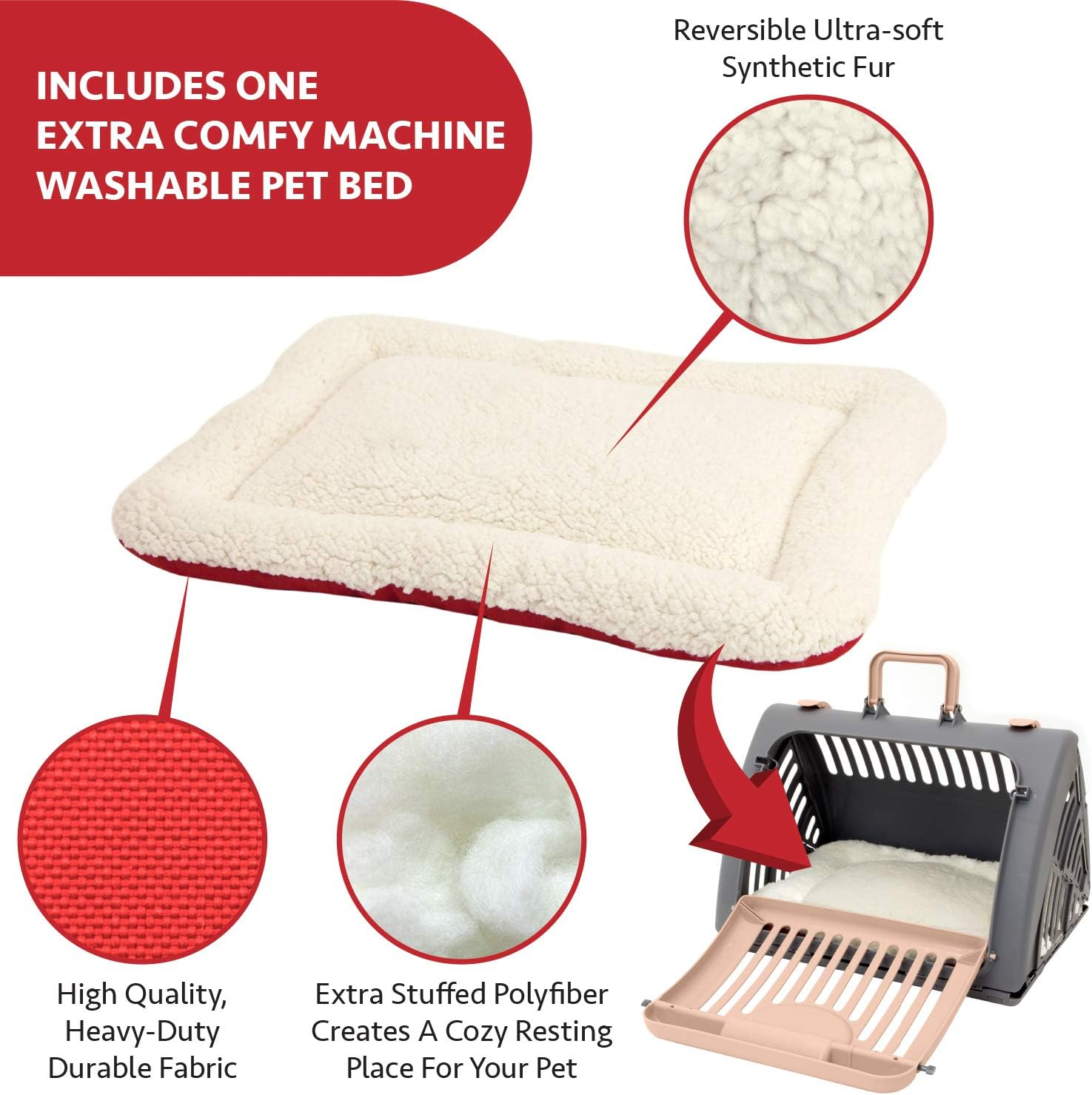 Sportpet Designs Foldable Travel Cat Carrier with a Bed - Front Door Plastic Collapsible Carrier image number 1