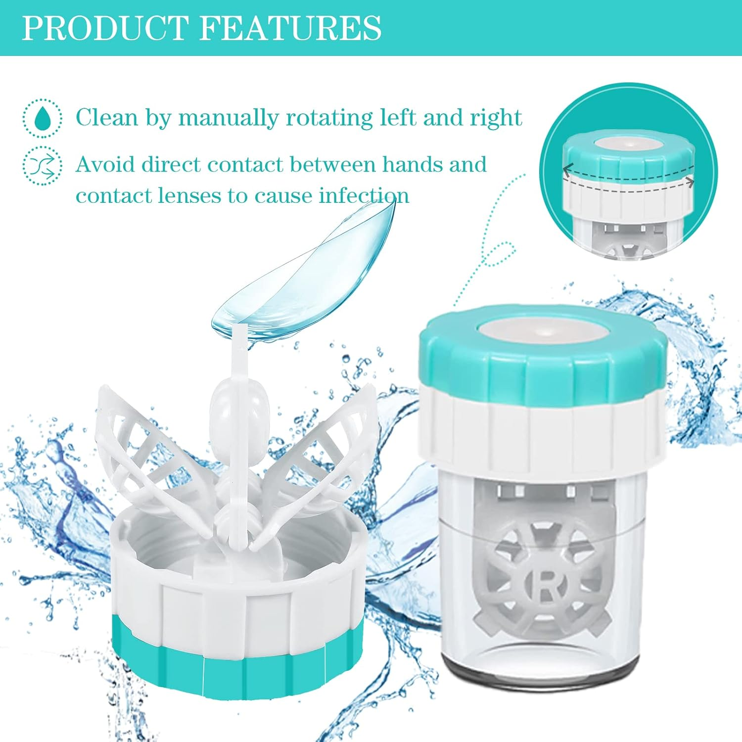 2 PCS Contacts Case Cleaner Machines, Upaclaire Daily Vision Care Manually Contact Lens Washer Cleaner Plastic image number 3