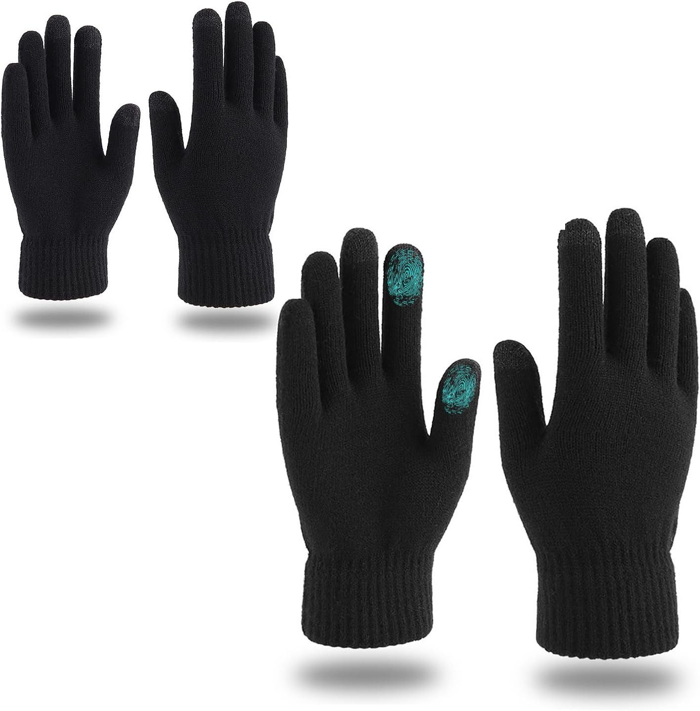 Fiohiros 3-Pirs Touch Screen Knitted Gloves,Dark Green Winter Warm Gloves for Men, Suitable for Outdoor Sports and Daily Use