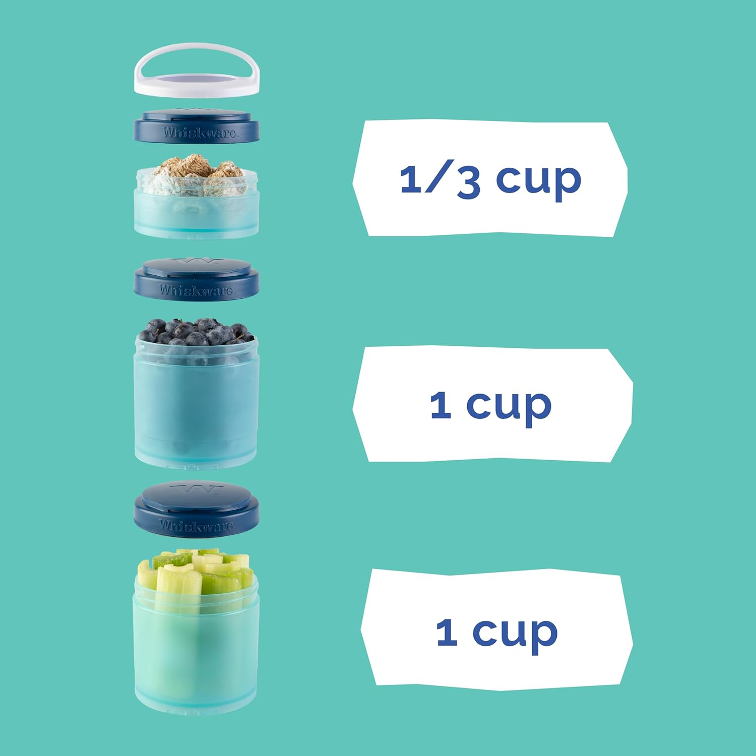 Whiskware Disney Pixar Stackable Snack Containers for Kids and Toddlers, 3 Stackable Snack Cups for School and Travel, Monsters Inc Mike Wazowski and Sulley - Monsters Inc. image number 4