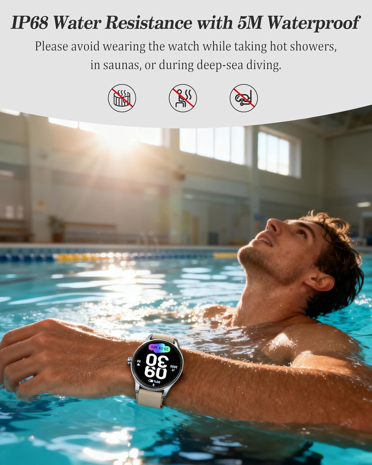 Smart Watch, 41Mm Fitness Tracker Watch, Answer/Make Calls, 1.27&rsquo;&rsquo; Digital Smartwatch with AI Voice, IP68 Waterproof Watch Calculator, Calendar, Games for Ladies, Women & Men - White image number 5