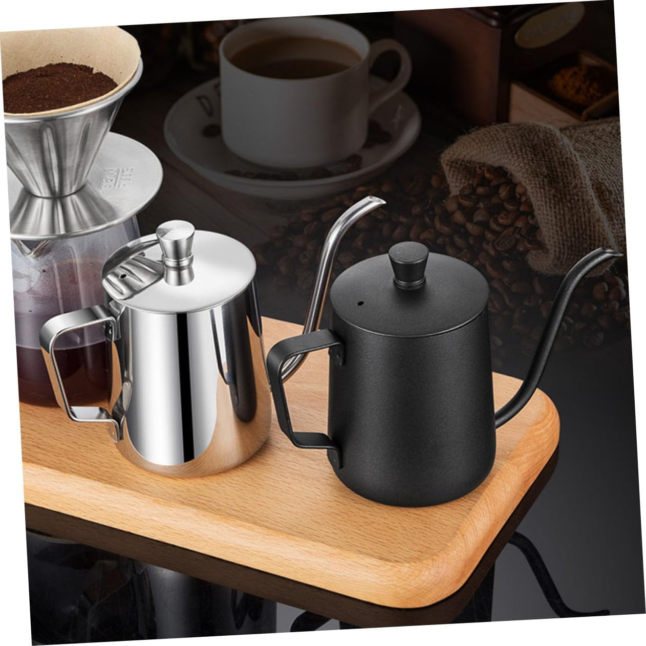 SHINEOFI Stainless Steel Coffee Pot Mini Handle Teakettle Practical Kettle for Home Use for Making Espresso Mini Coffee Pot for Daily Use image number 4