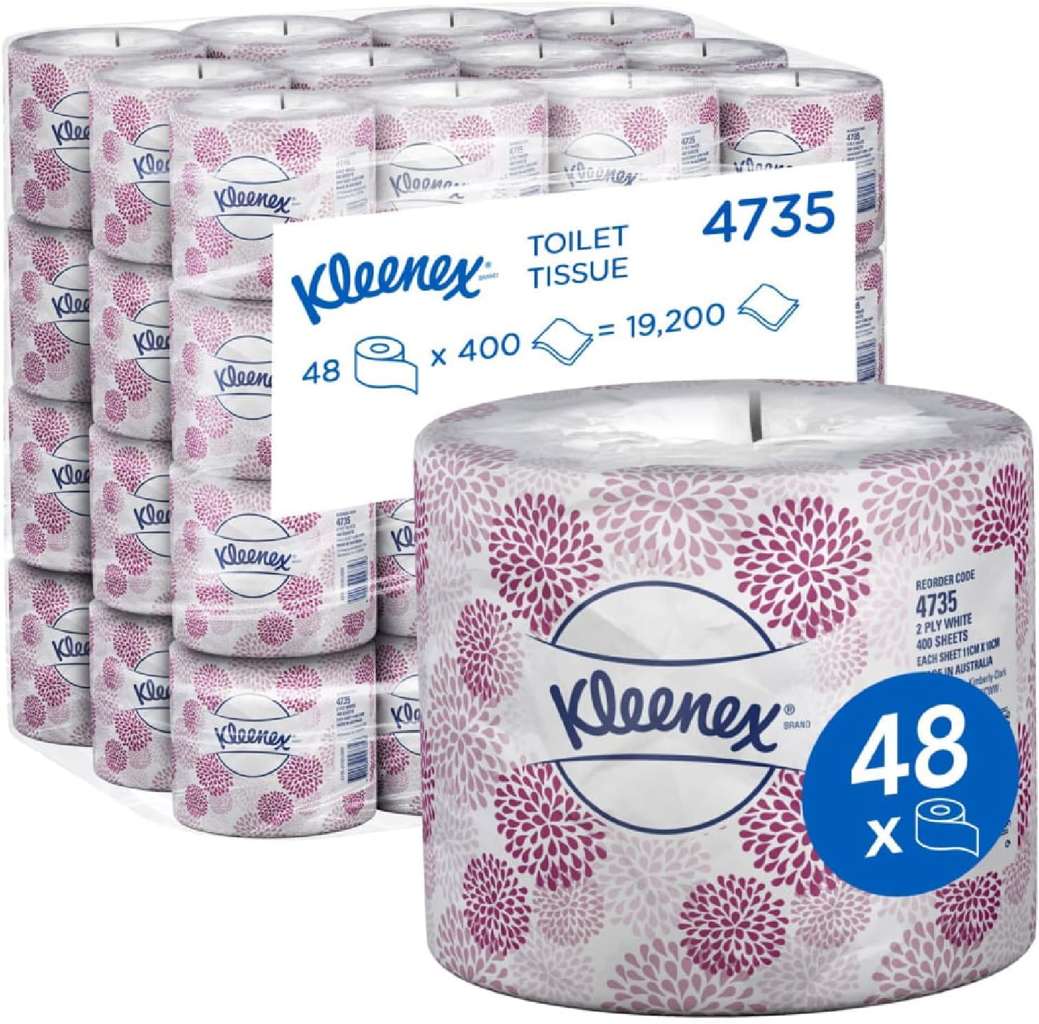 Kleenex Toilet Tissue (4735), 2 Ply Toilet Paper, 48 Toilet Rolls/Case, 400 Sheets/Roll (19,200 Sheets) image number 1
