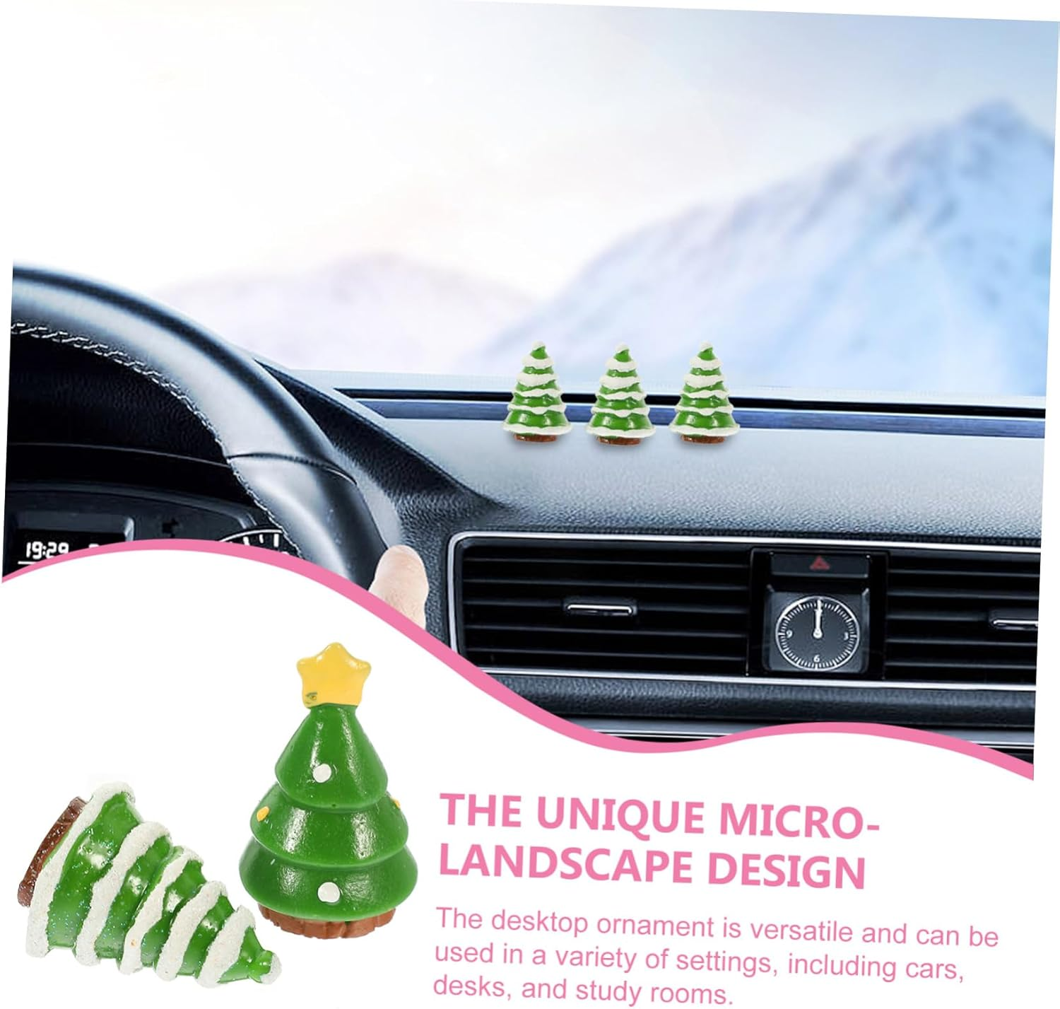 Garneck 12Pcs Mini Christmas Tree Decoration Artificial Holiday Trees for Festive Scene Decor Includes Snowman and Santa Figurines for Home Office and Car image number 3