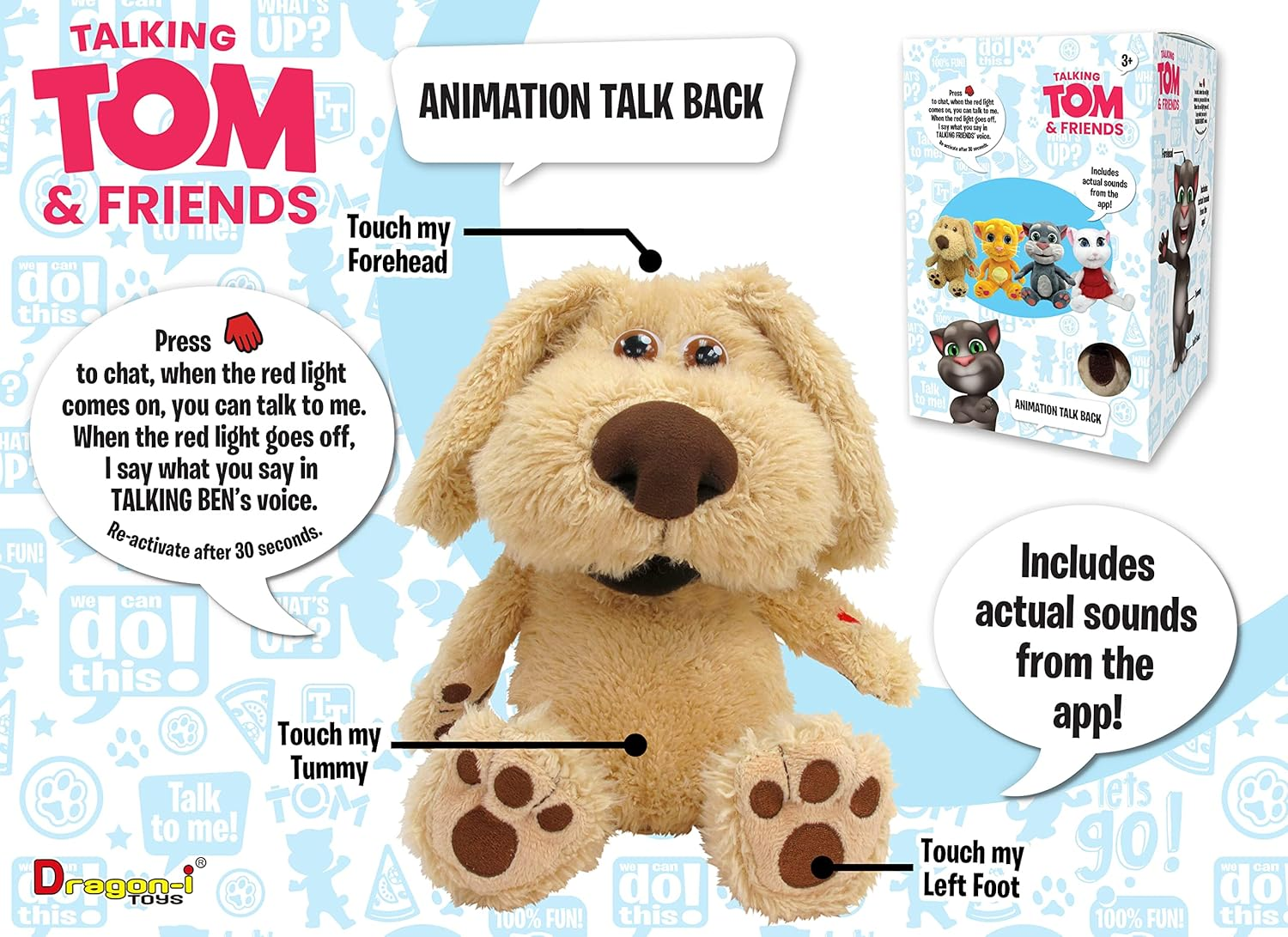 Talking Friends Talking Ben Animated Interactive Cuddly Plush Toy with Talkback 12 Inches / 30CM Tall image number 3